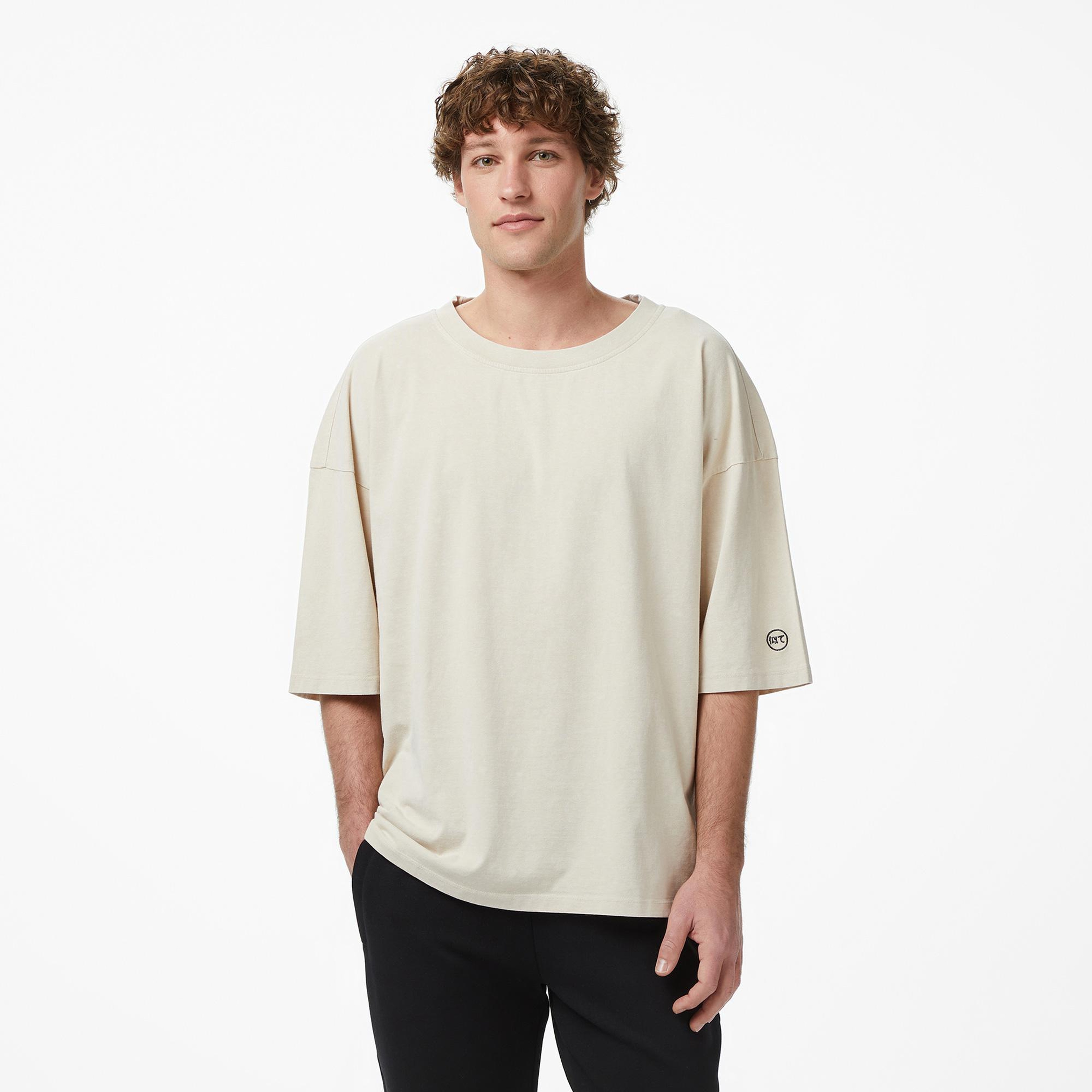 UNITED4 Oversize Fit Erkek Krem T-Shirt