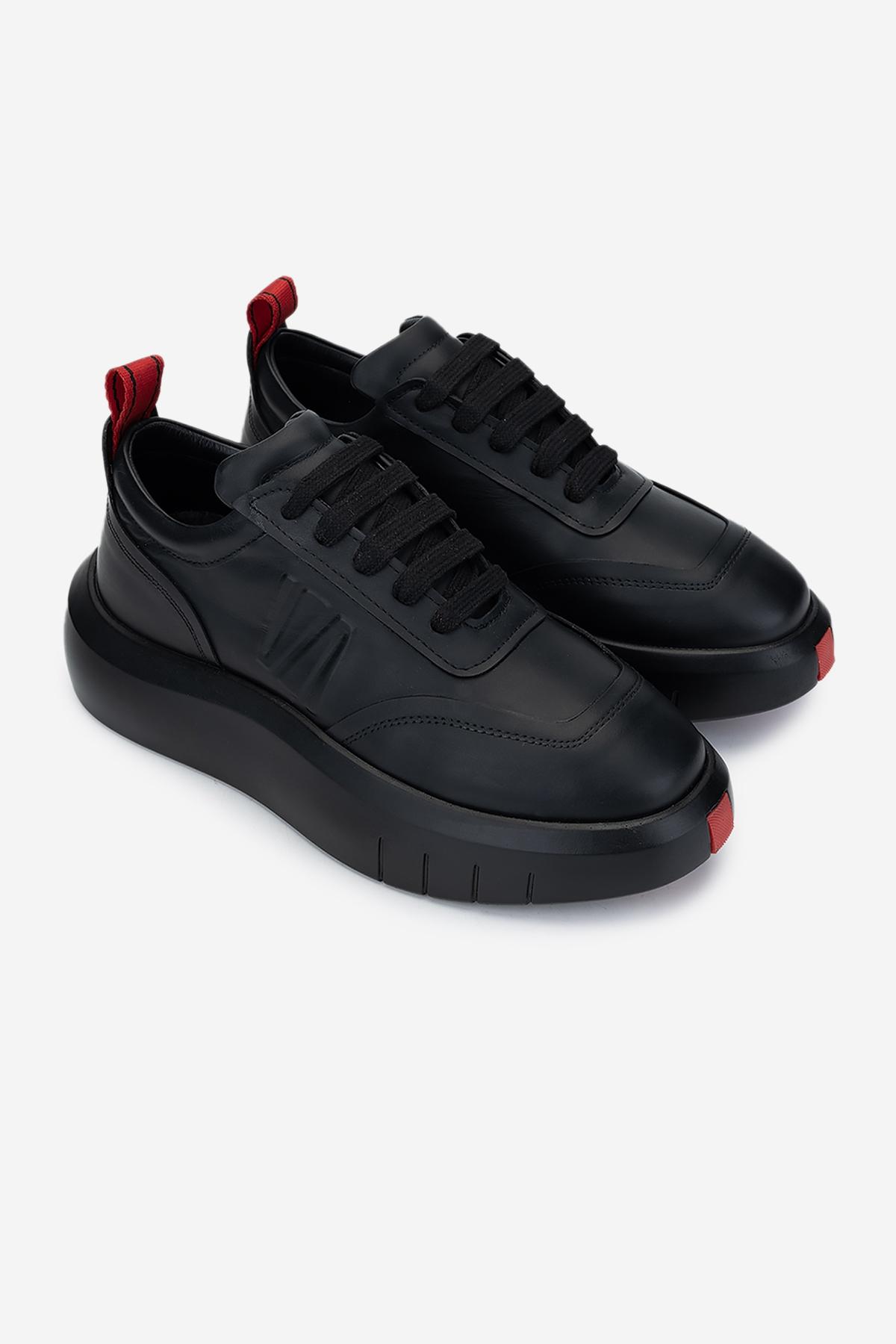 Valmenti Erkek Hakiki Deri Siyah Sneakers & Spor Ayakkabı