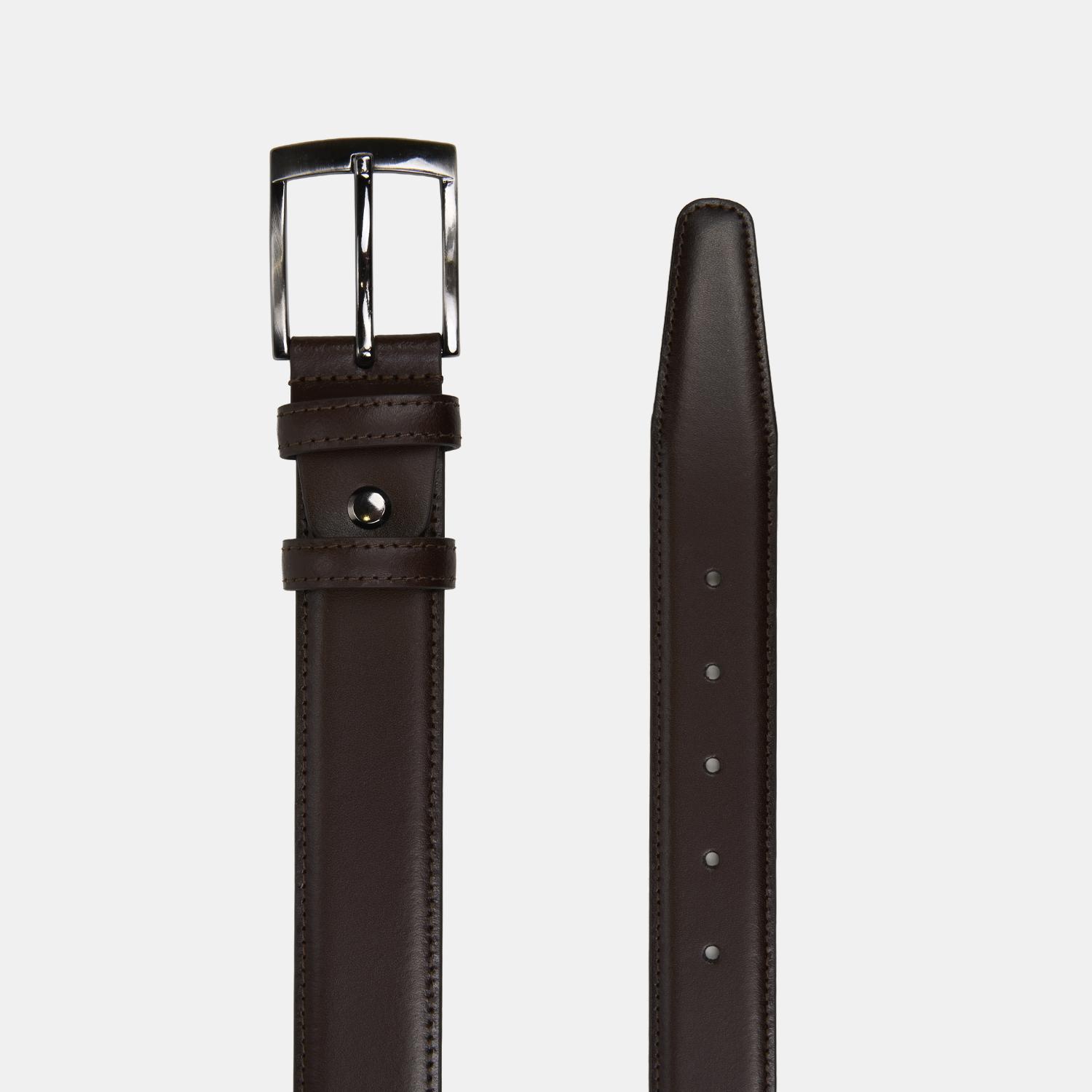 Erkek Koyu Kahve Klasik Deri Kemer