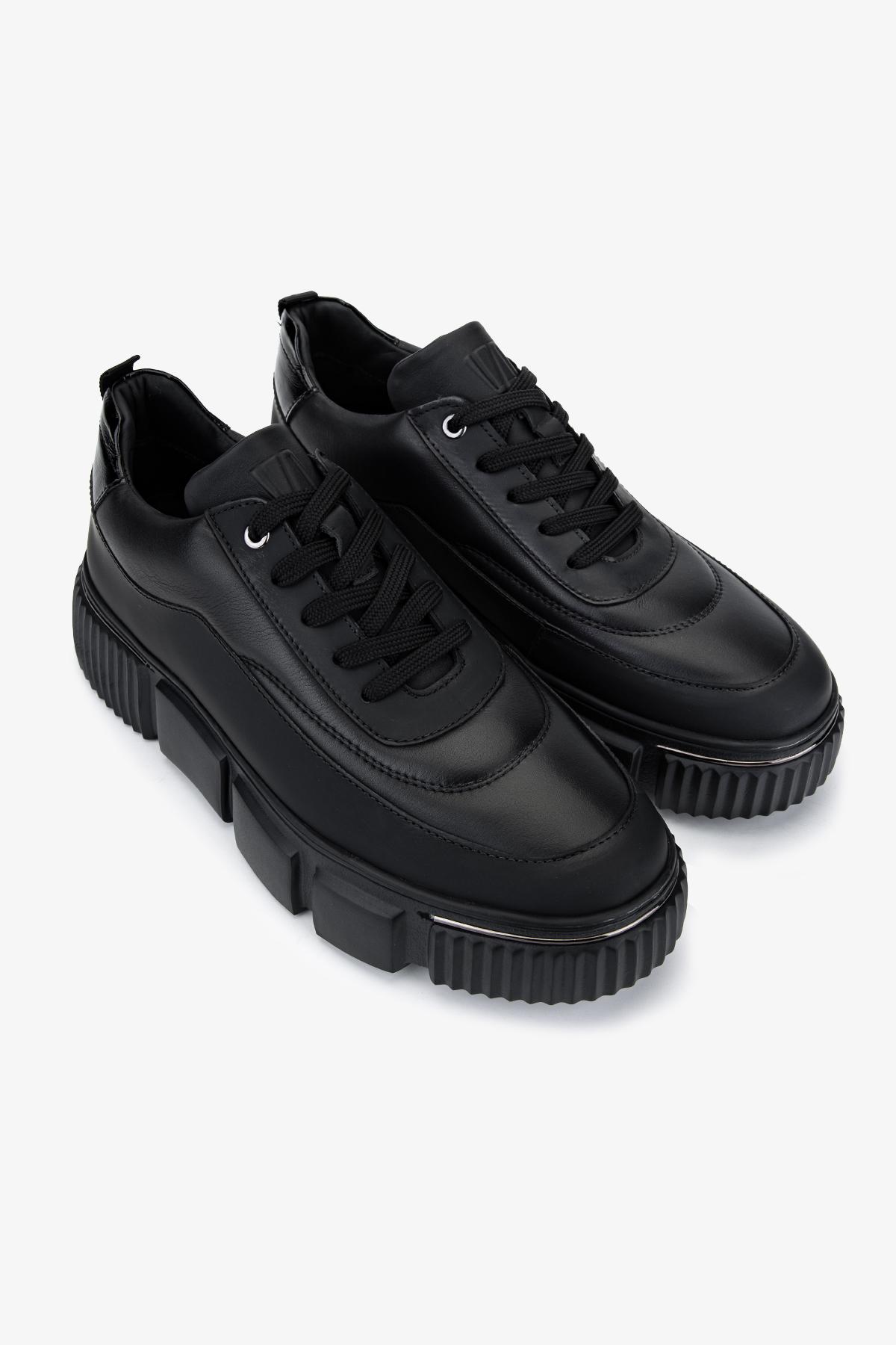 Valmenti Erkek Hakiki Deri Siyah Sneakers & Spor Ayakkabı