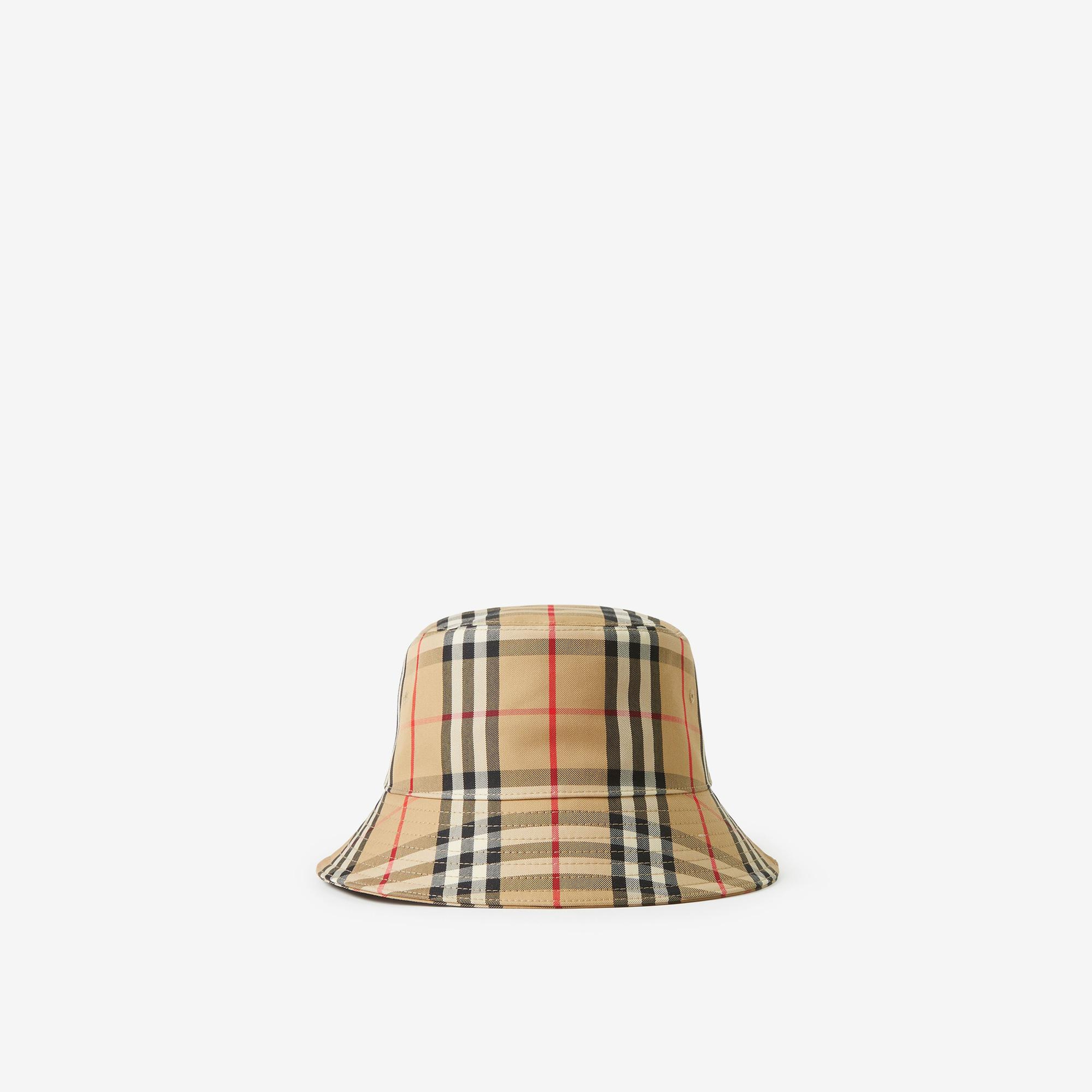 Burberry Vintage Check Technical Pamuklu Bucket Kadın Bej Şapka