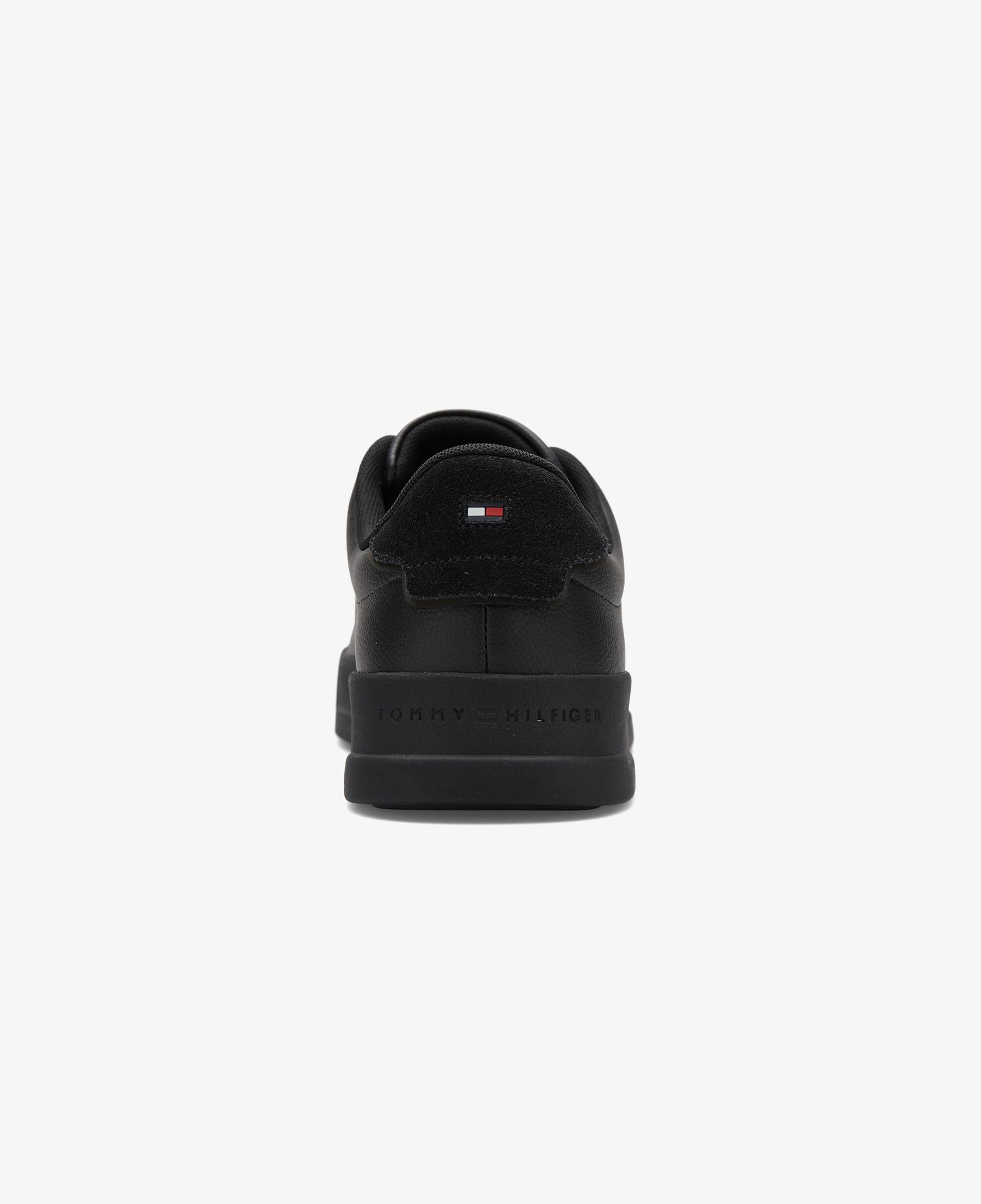 Tommy Hilfiger Court Leather Detail Erkek Siyah Sneaker