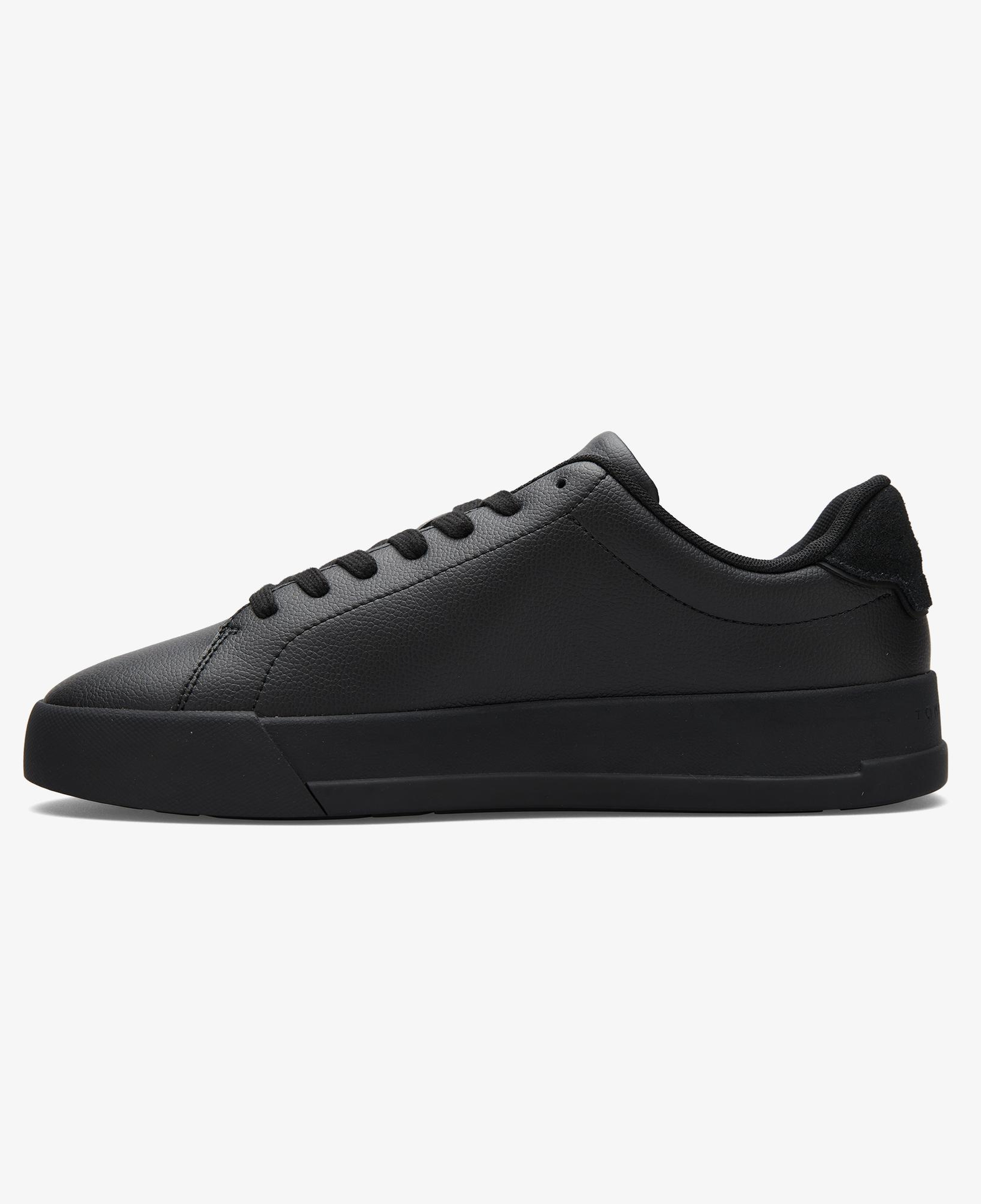 Tommy Hilfiger Court Leather Detail Erkek Siyah Sneaker