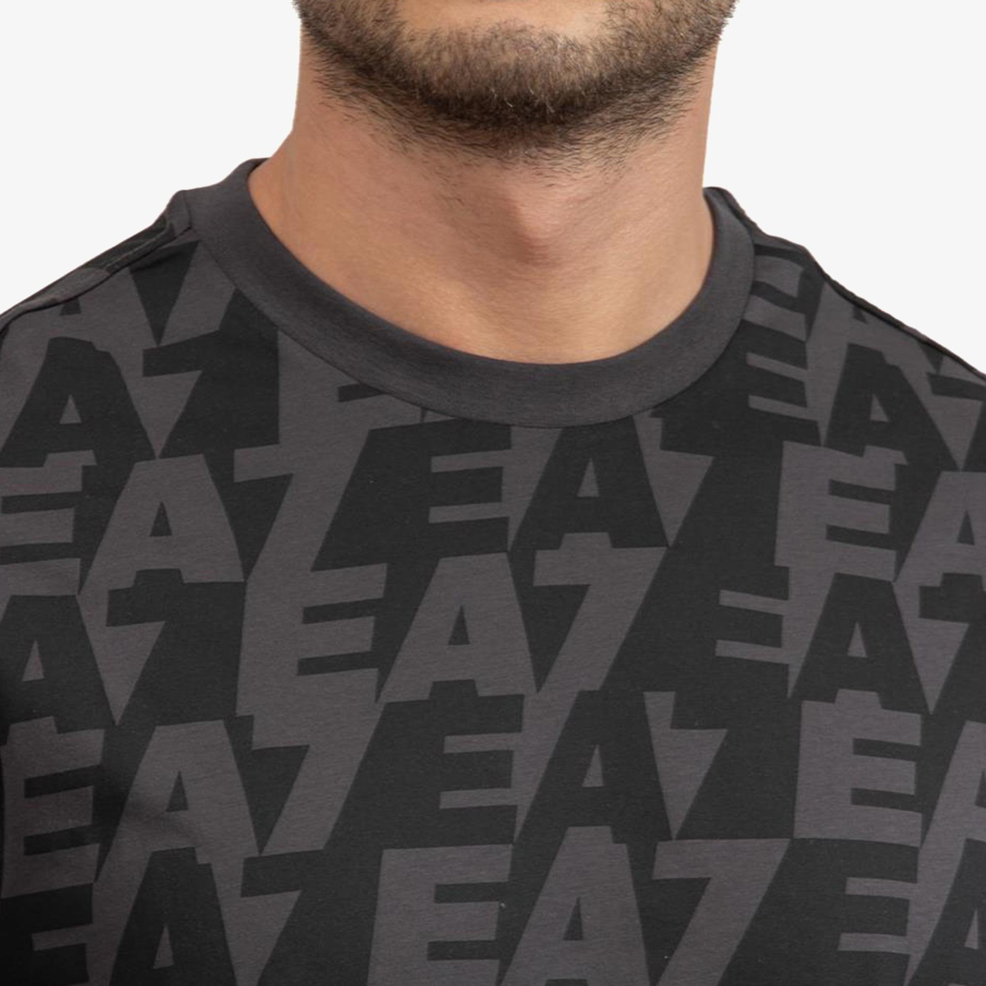 Emporio Armani Bisiklet Yaka Logo Erkek Siyah T-Shirt