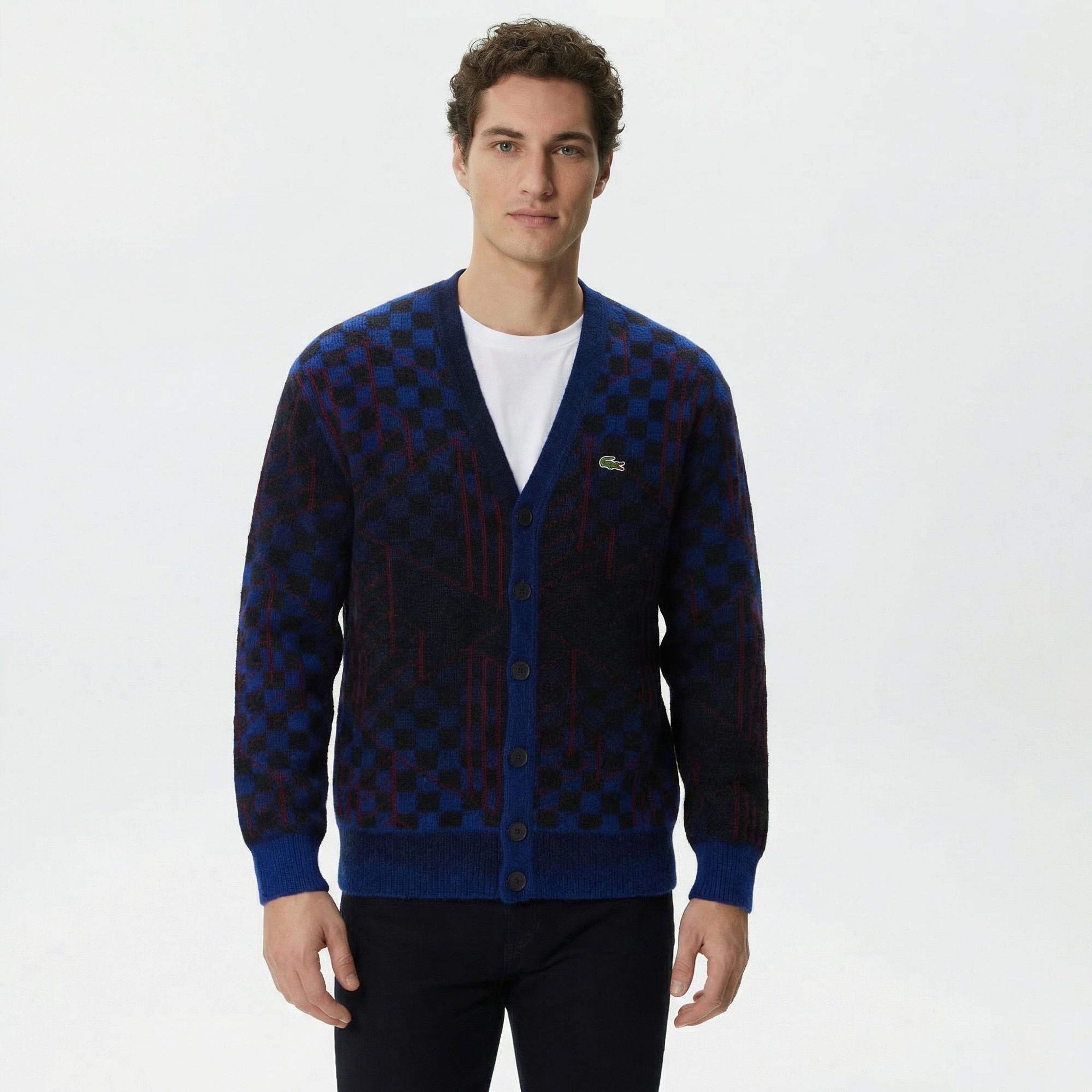 Lacoste Unisex Desenli Siyah Hırka