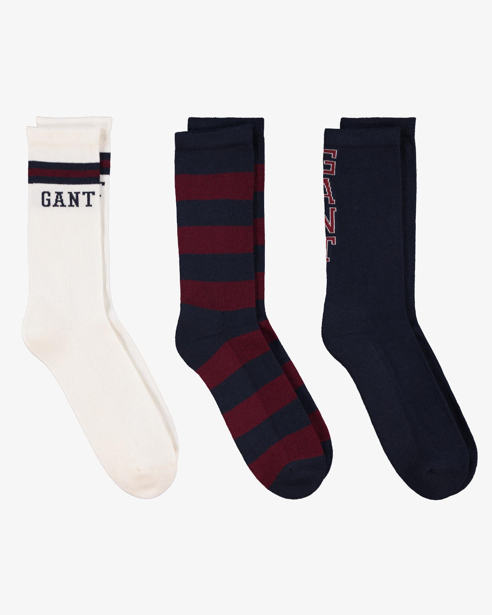 GANT Unisex Lacivert Standart 3'lü Fit Çorap