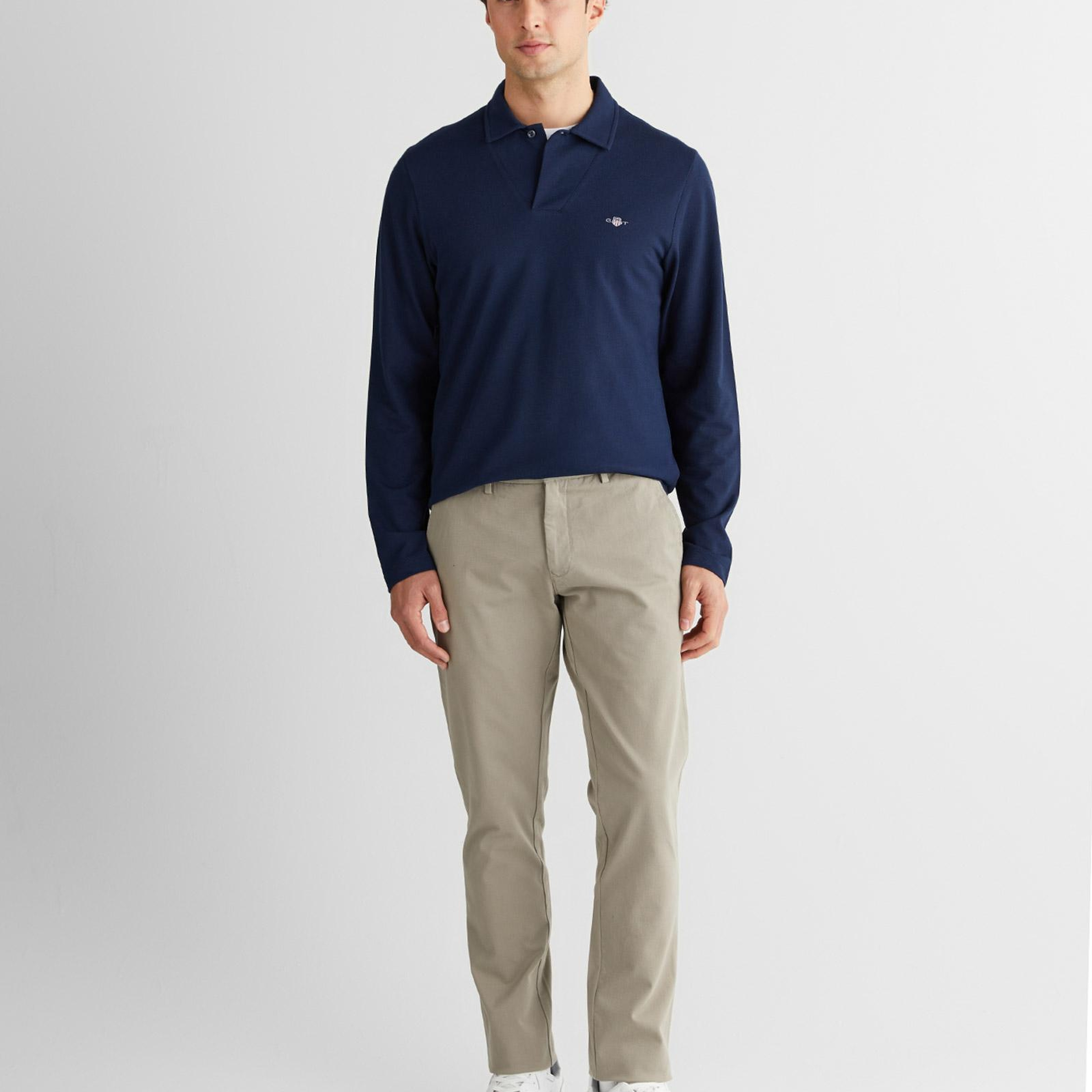 GANT Erkek Lacivert Slim Fit V Yaka Polo