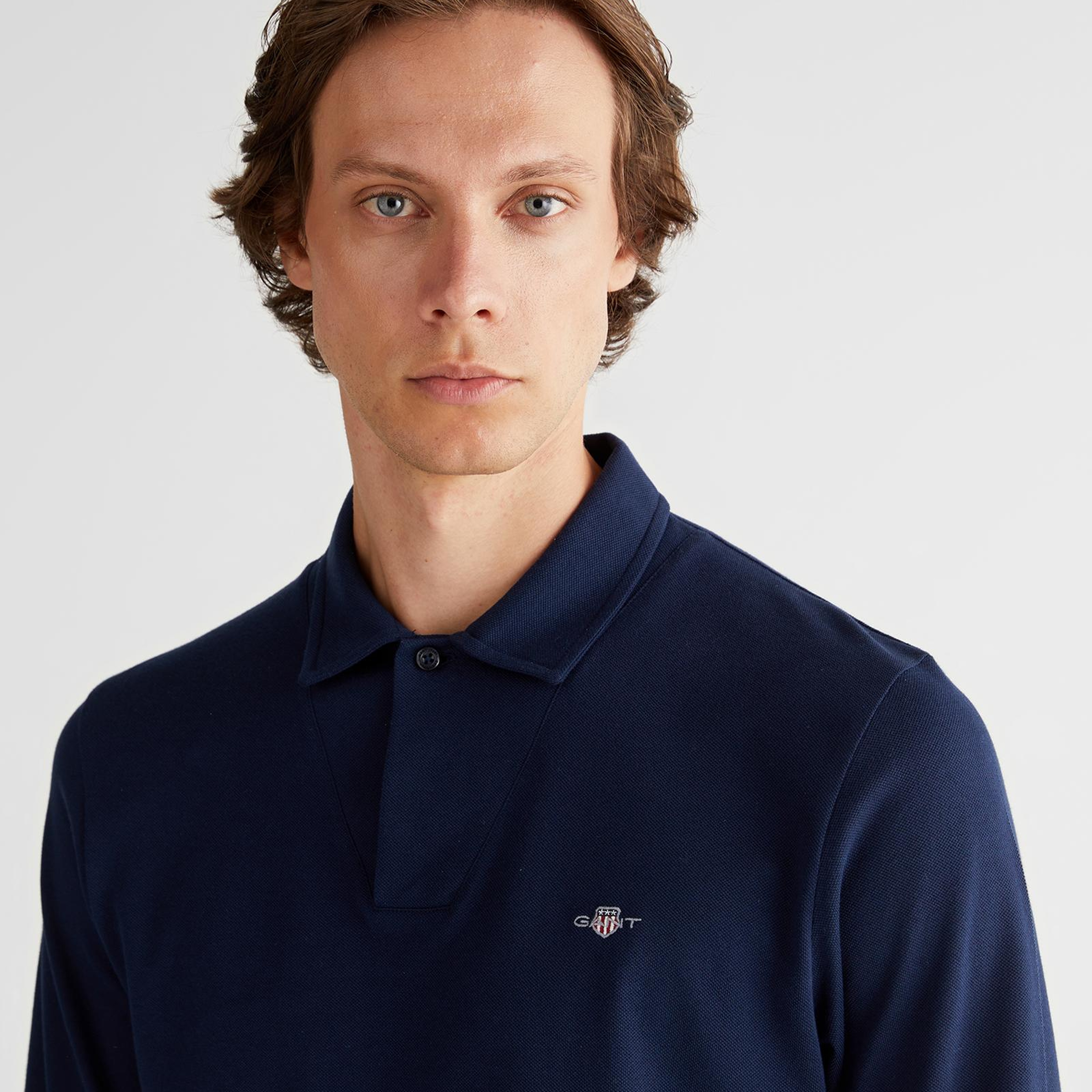 GANT Erkek Lacivert Slim Fit V Yaka Polo