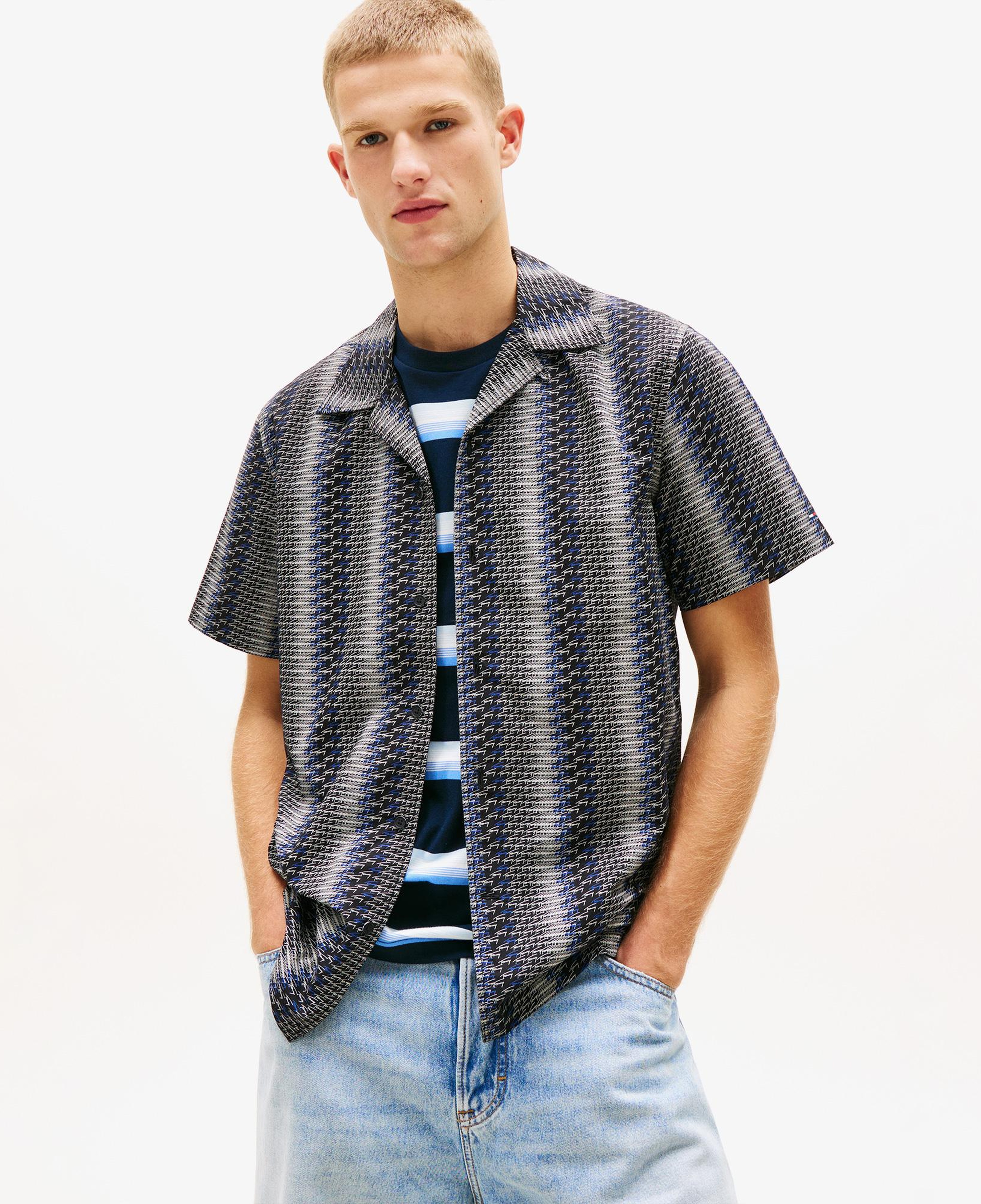 Tommy Hilfiger Regular Aop Camp Erkek Siyah Gömlek