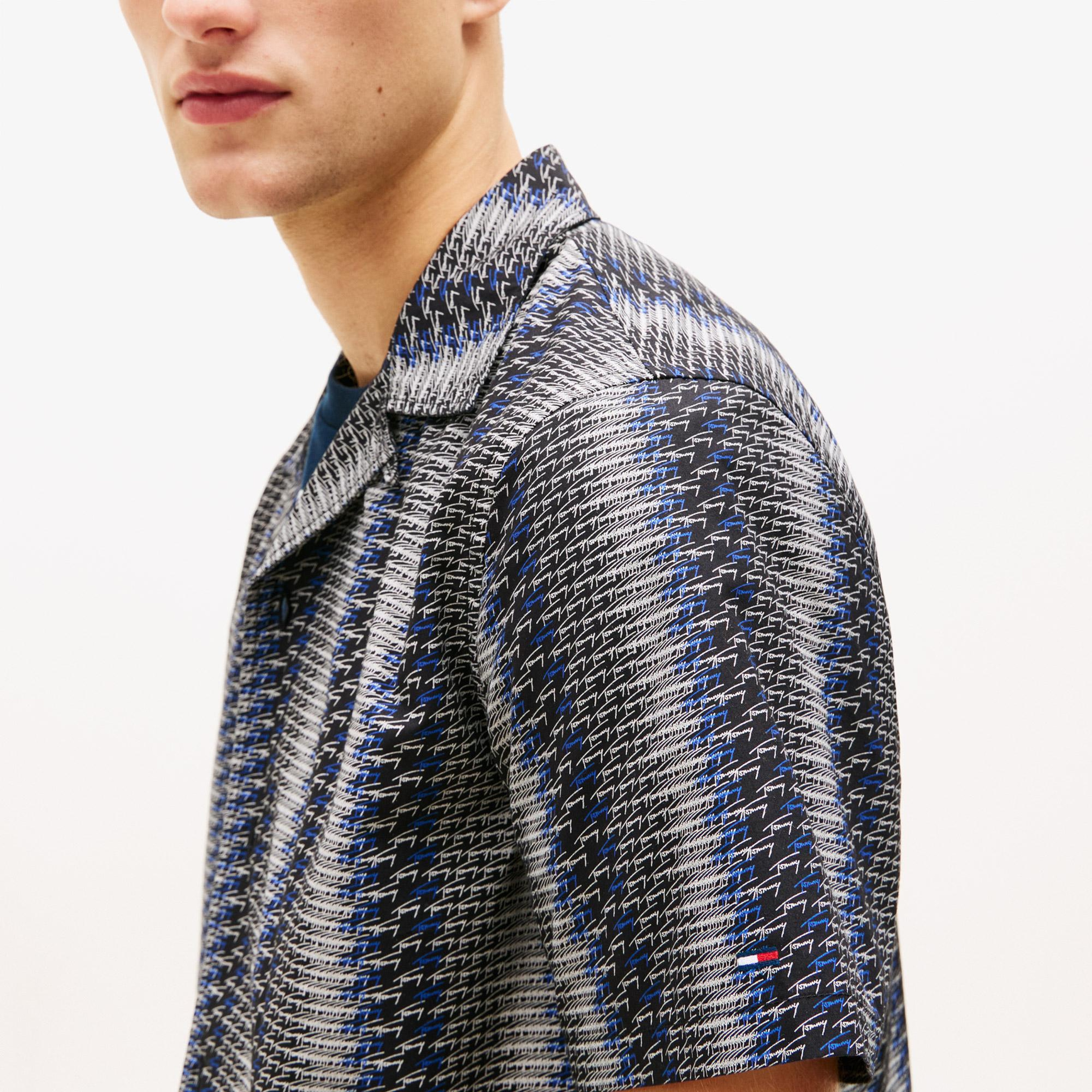 Tommy Hilfiger Regular Aop Camp Erkek Siyah Gömlek