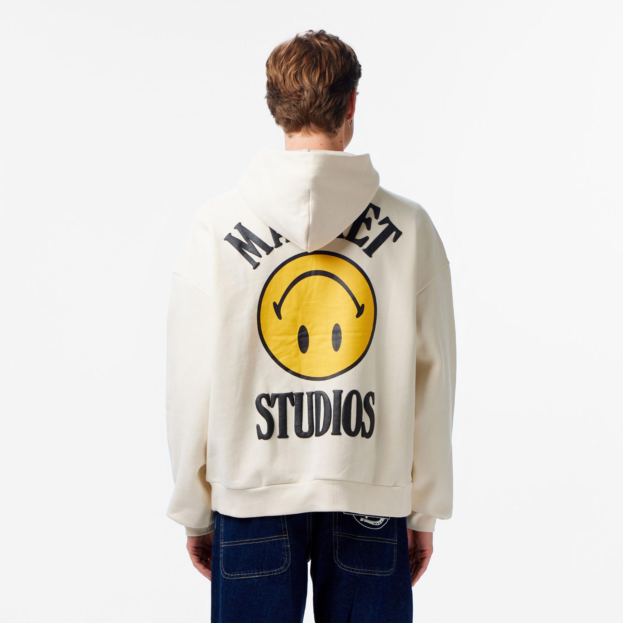 Market Smiley Upside Down Lockup Erkek Gri Hoodie