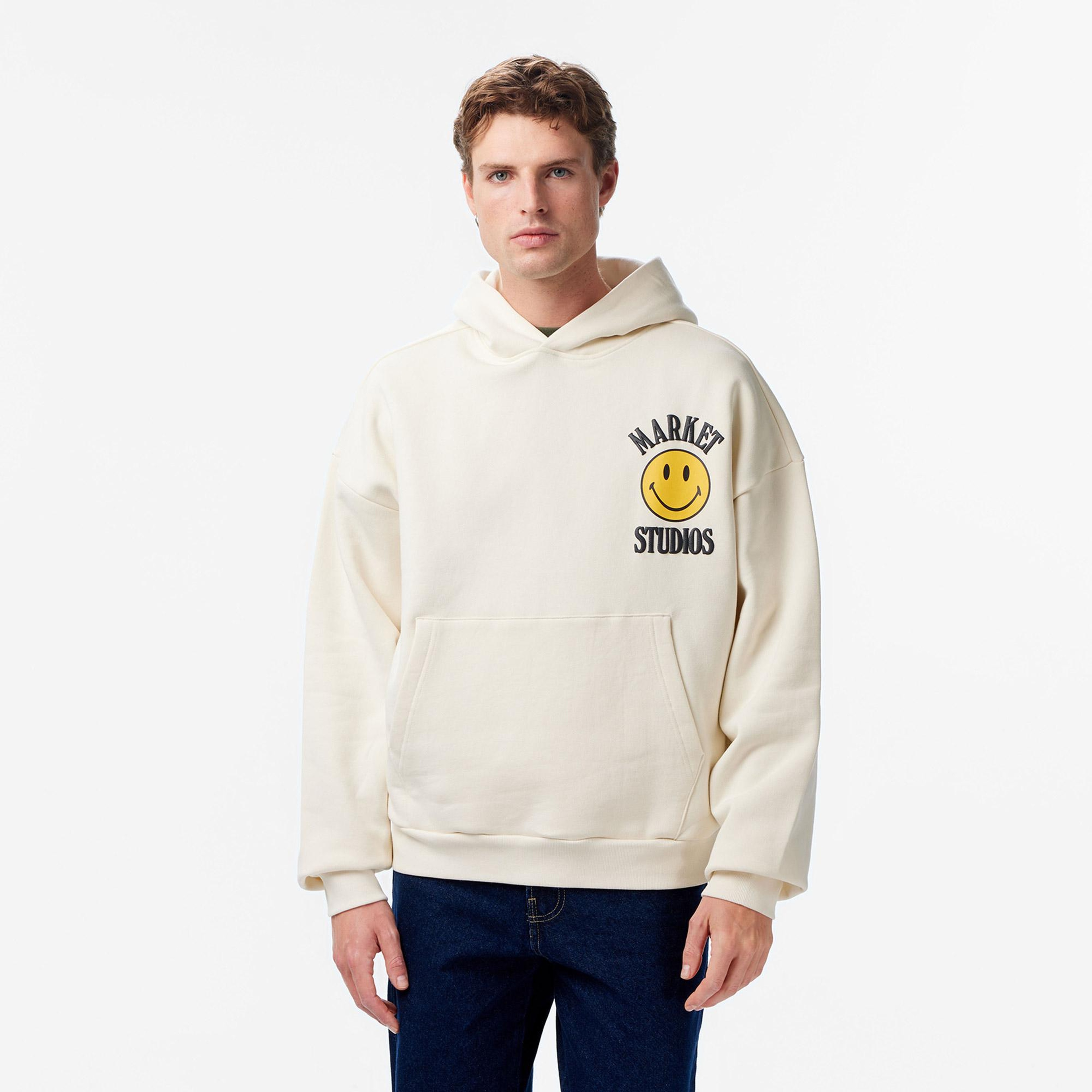 Market Smiley Upside Down Lockup Erkek Gri Hoodie