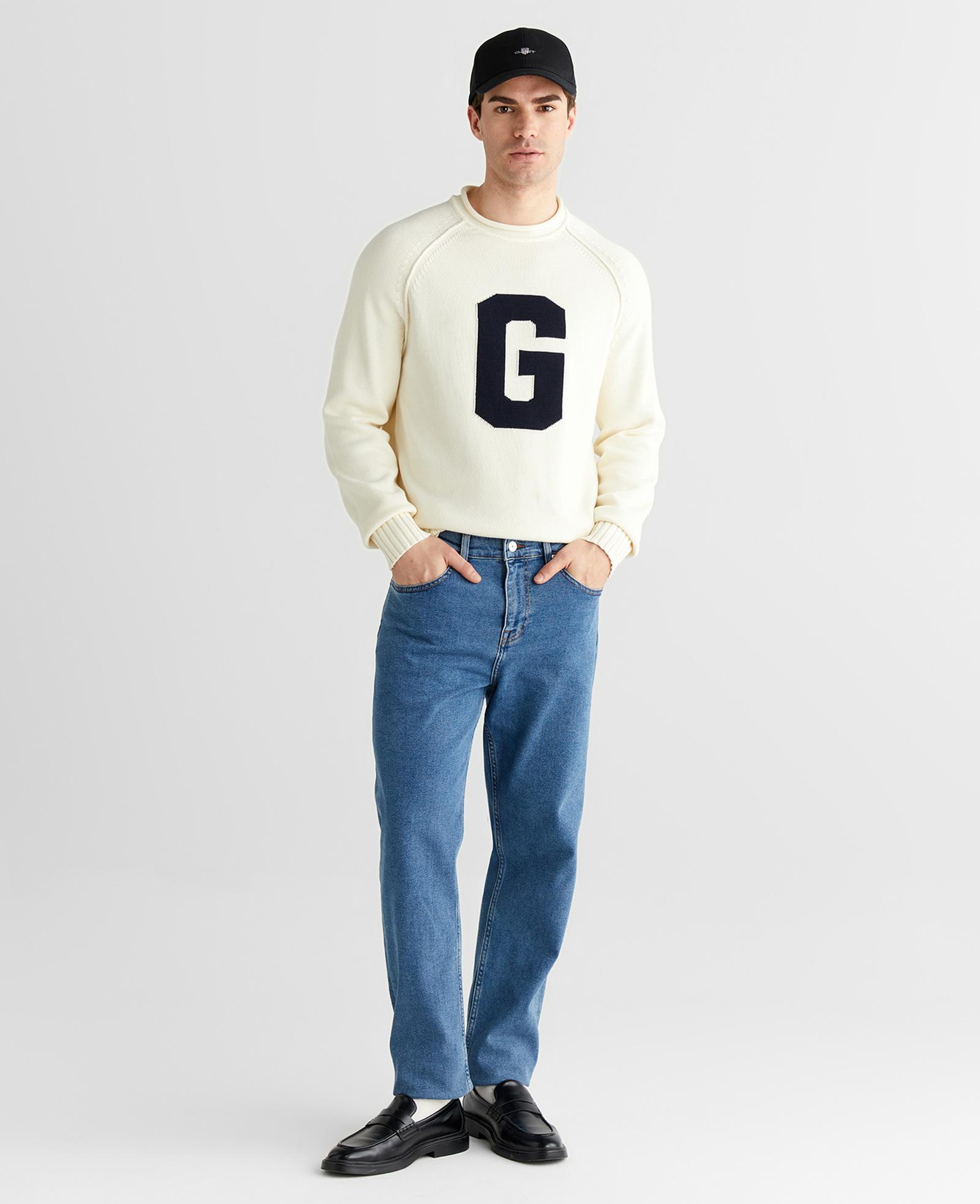 GANT Erkek Krem Regular Fit Bisiklet Yaka Triko