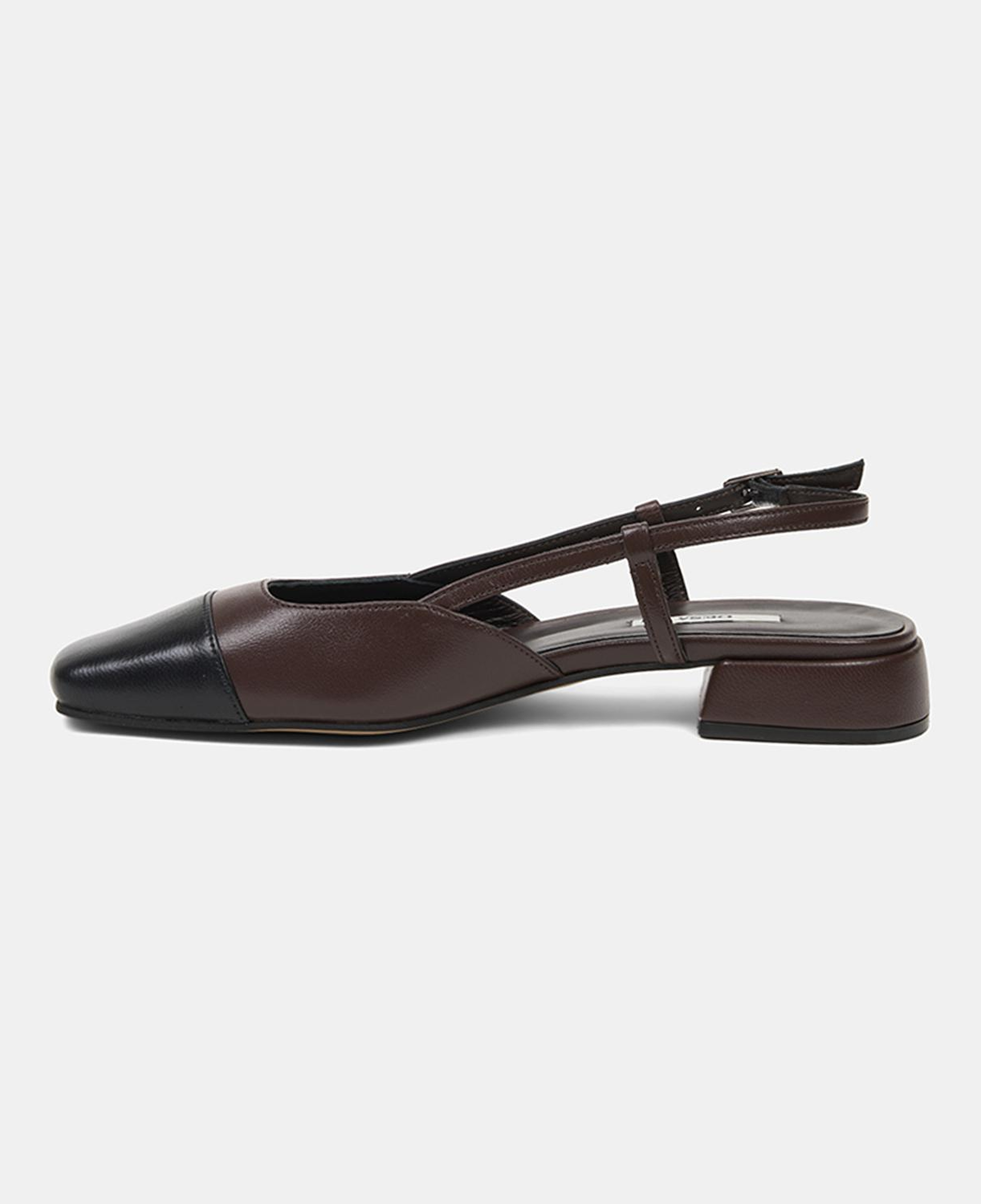Kadın Kahve Kare Burun Slingback Deri Günlük Ayakkabı