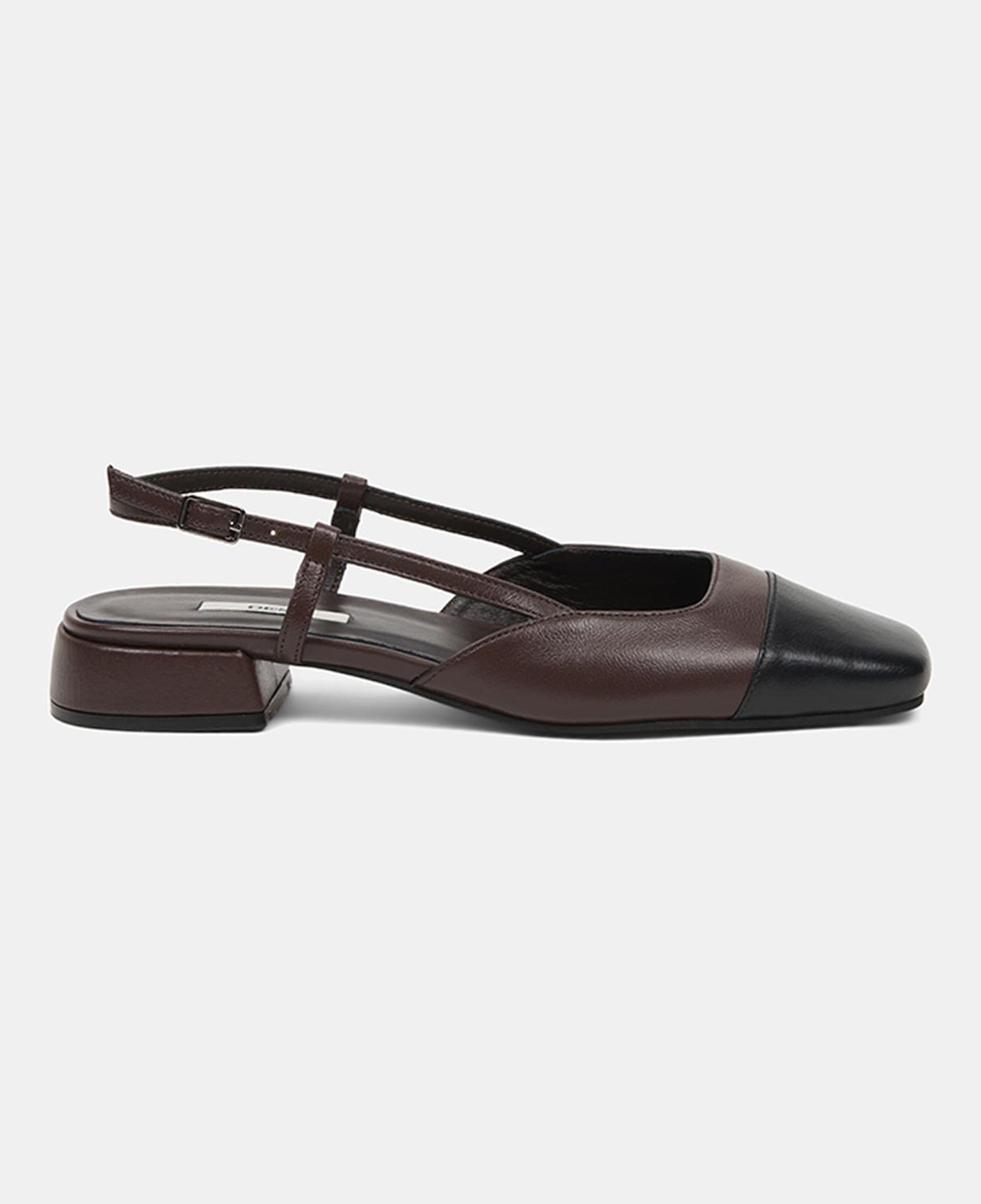 Kadın Kahve Kare Burun Slingback Deri Günlük Ayakkabı