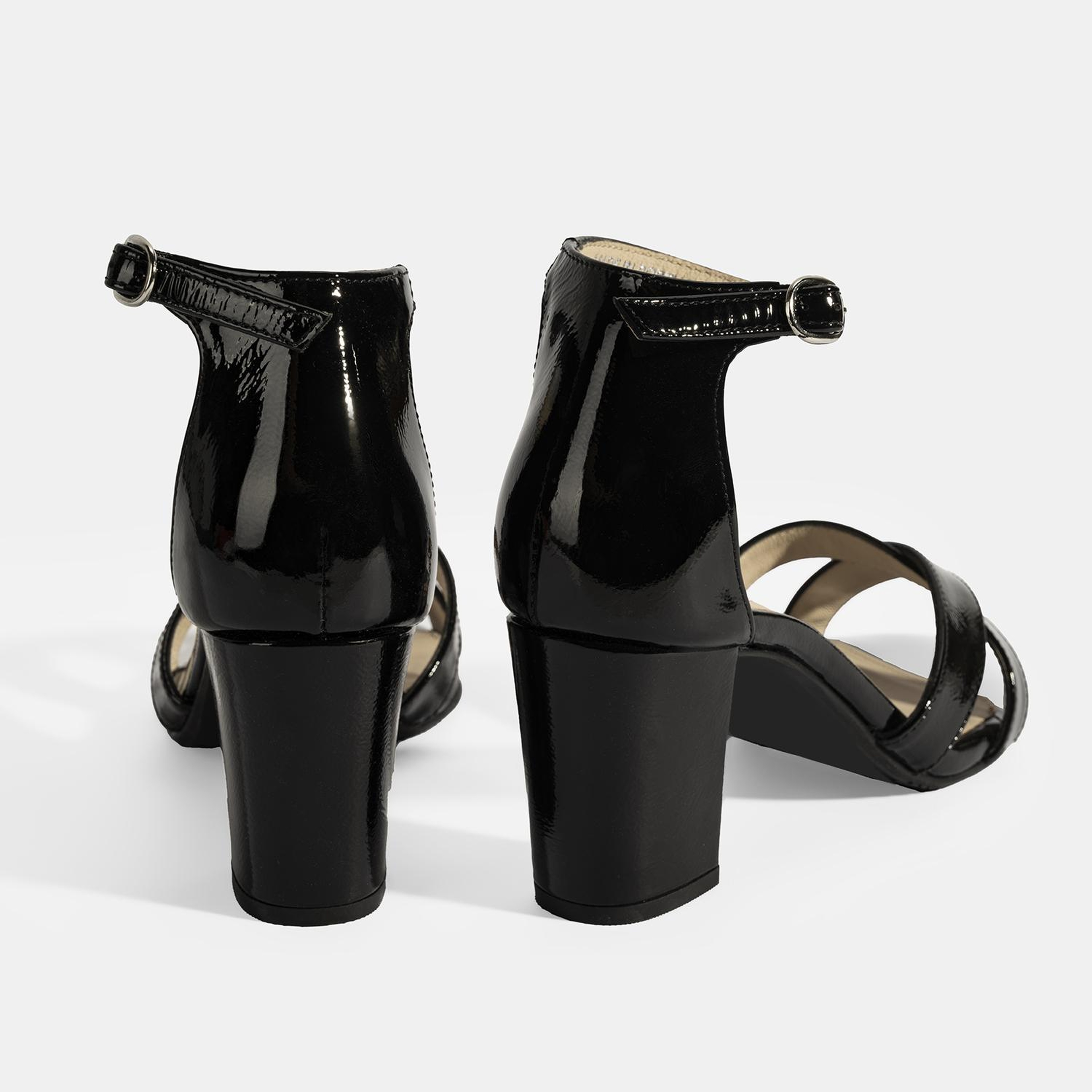 Hillary Siyah Kadın Ayarlanabilir Tokalı Topuklu DesaComfort Deri Sandalet