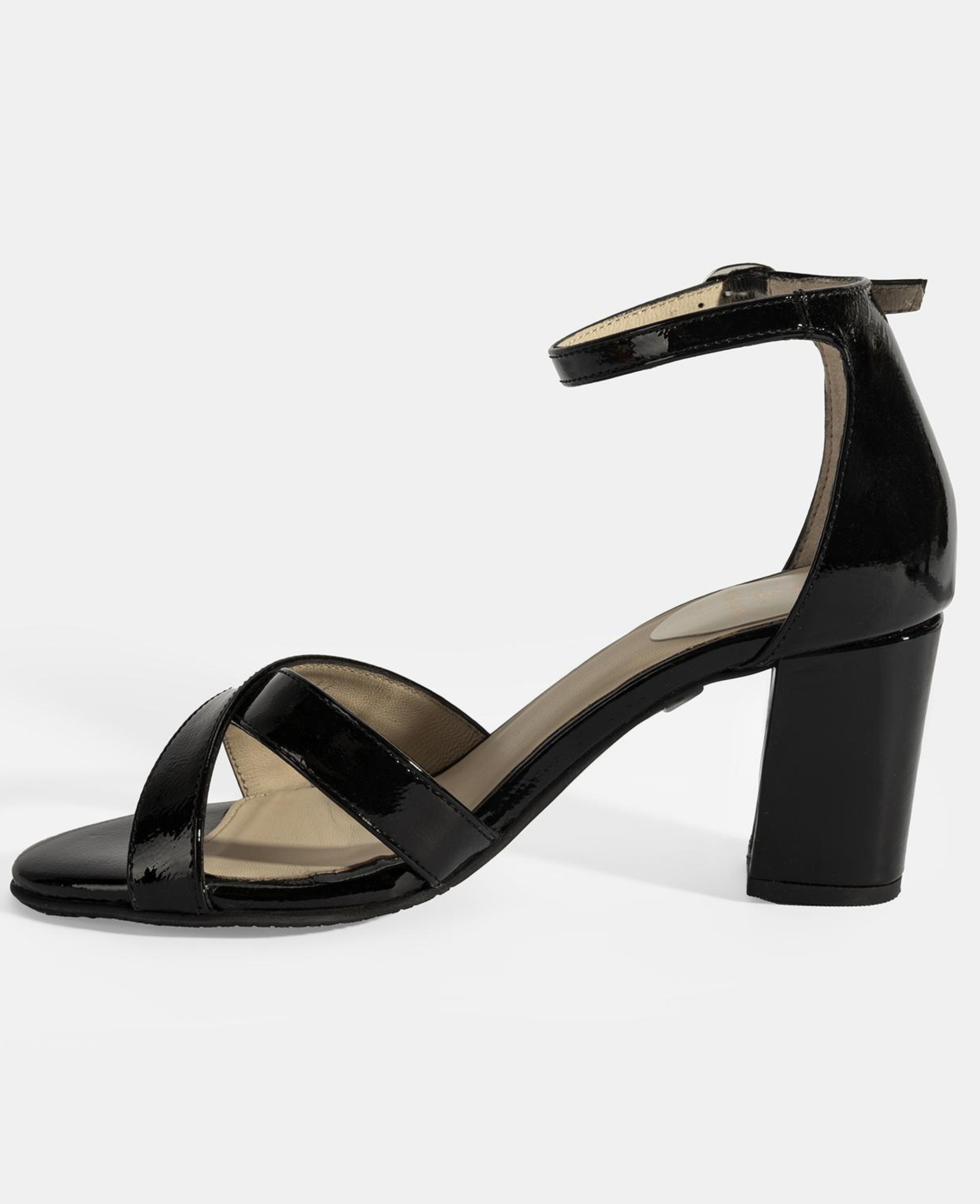 Hillary Siyah Kadın Ayarlanabilir Tokalı Topuklu DesaComfort Deri Sandalet