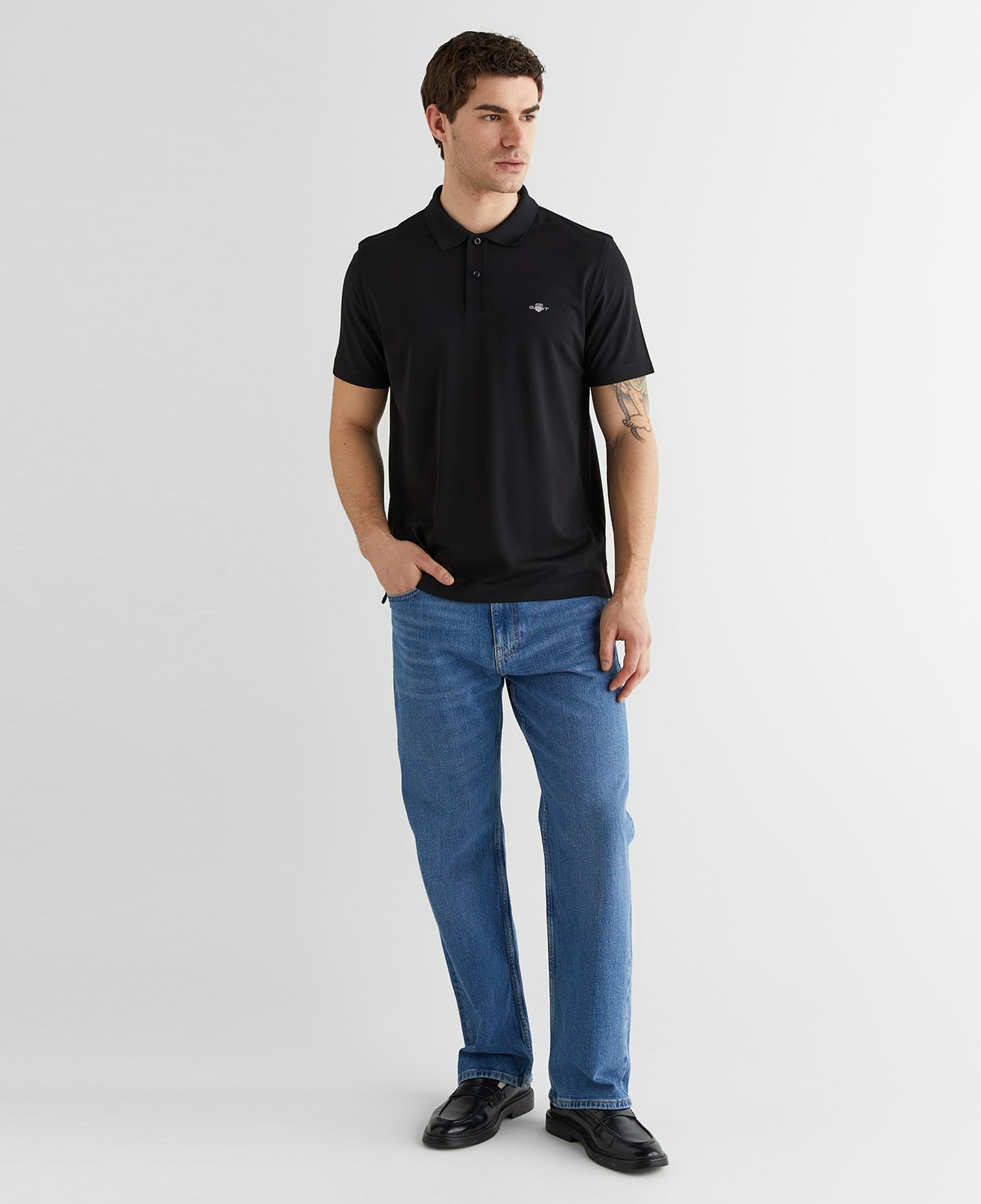 GANT Erkek Siyah Regular Fit Logolu Polo Yaka T-Shirt