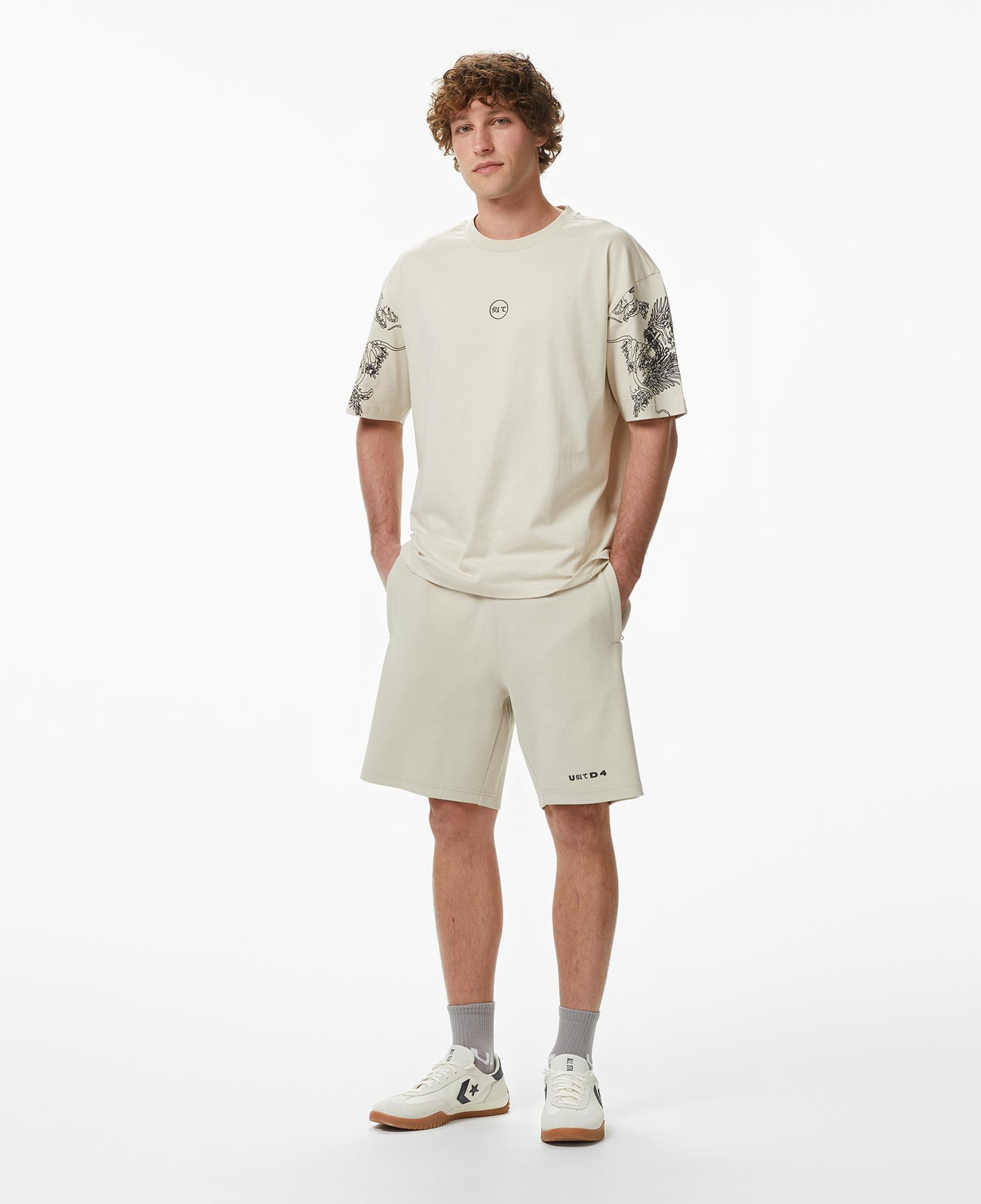 UNITED4 Regular Fit Erkek Krem T-Shirt