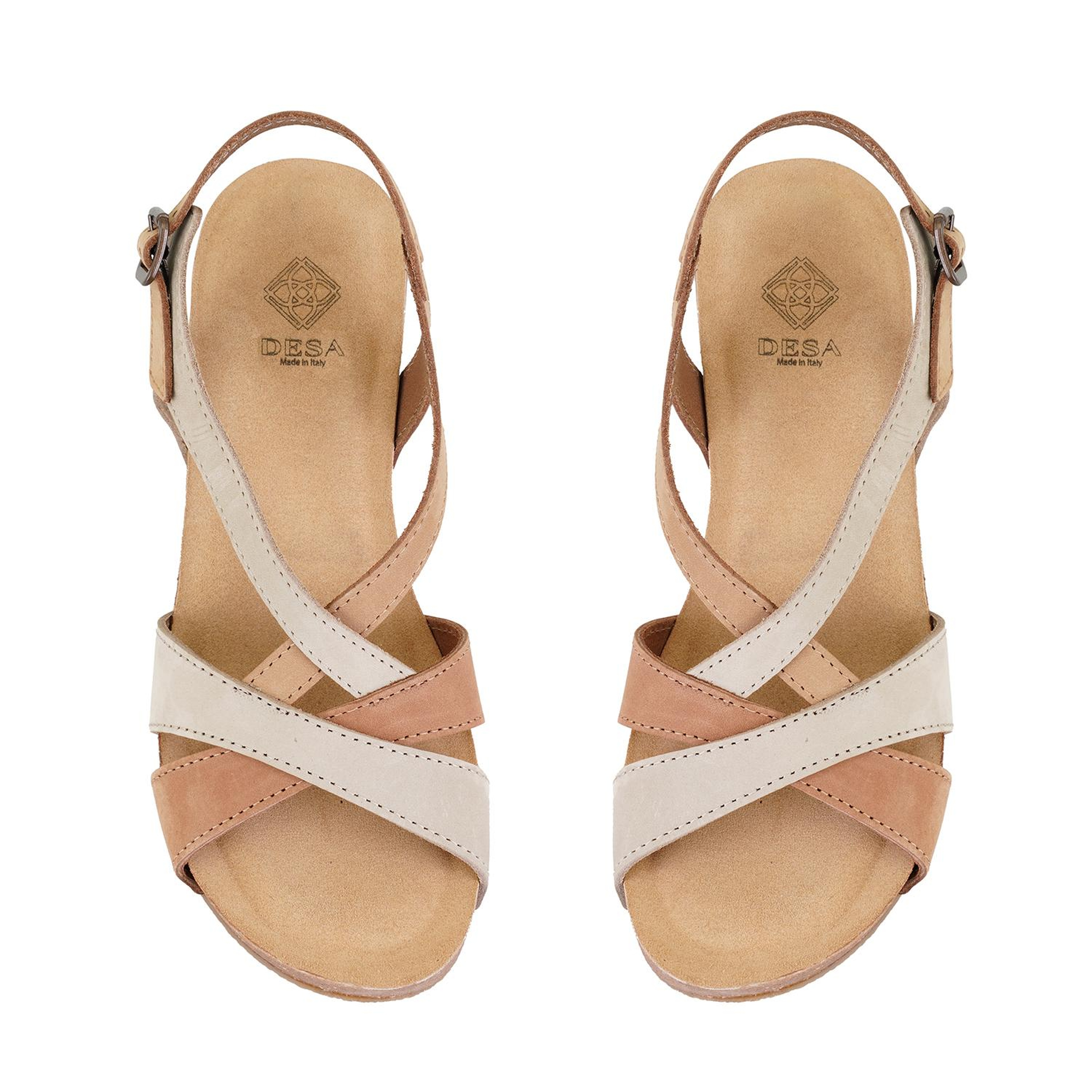 Kadın Kahve Dolgu Topuklu Deri Sandalet