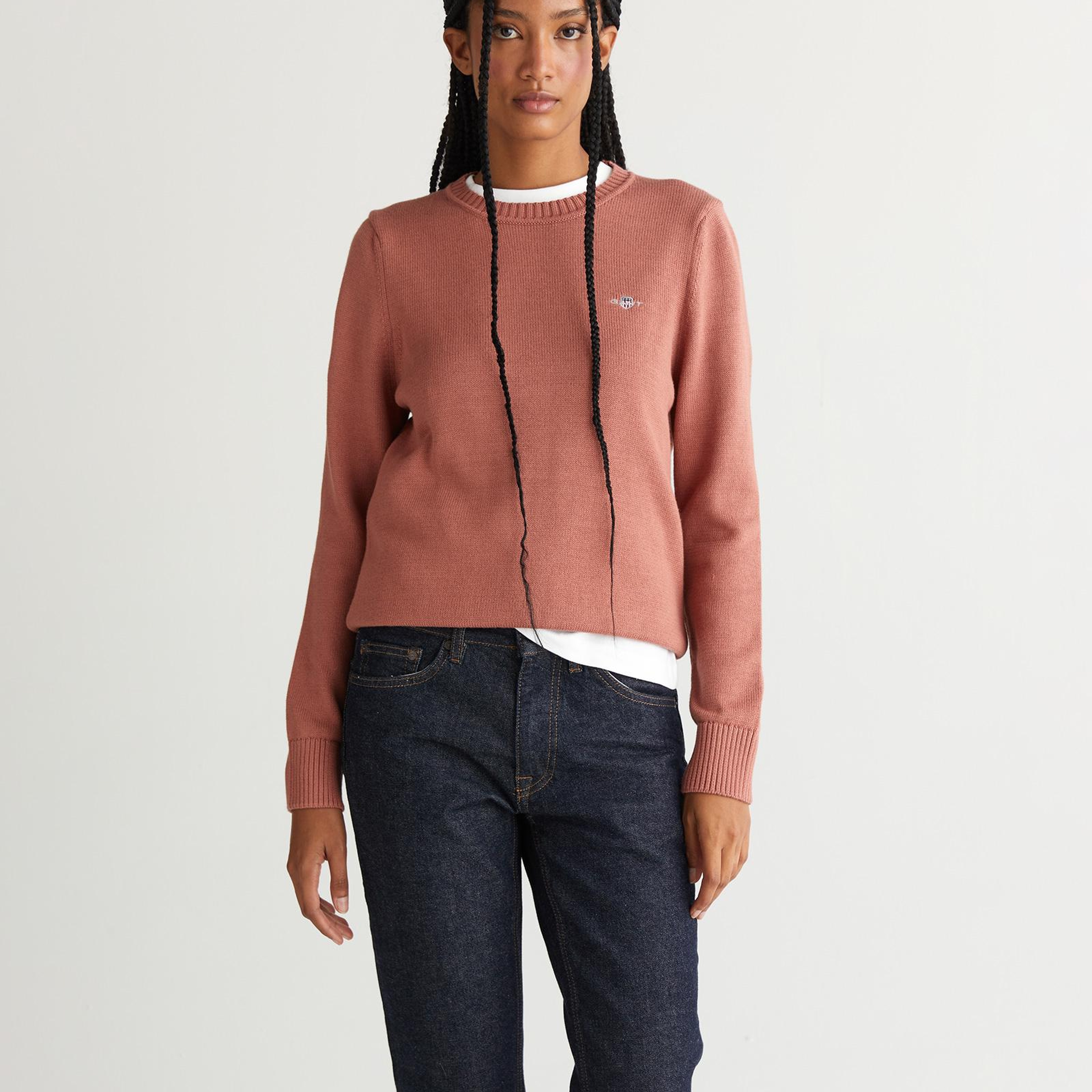 GANT Kadın Pembe Regular Fit Bisiklet Yaka Triko Kazak