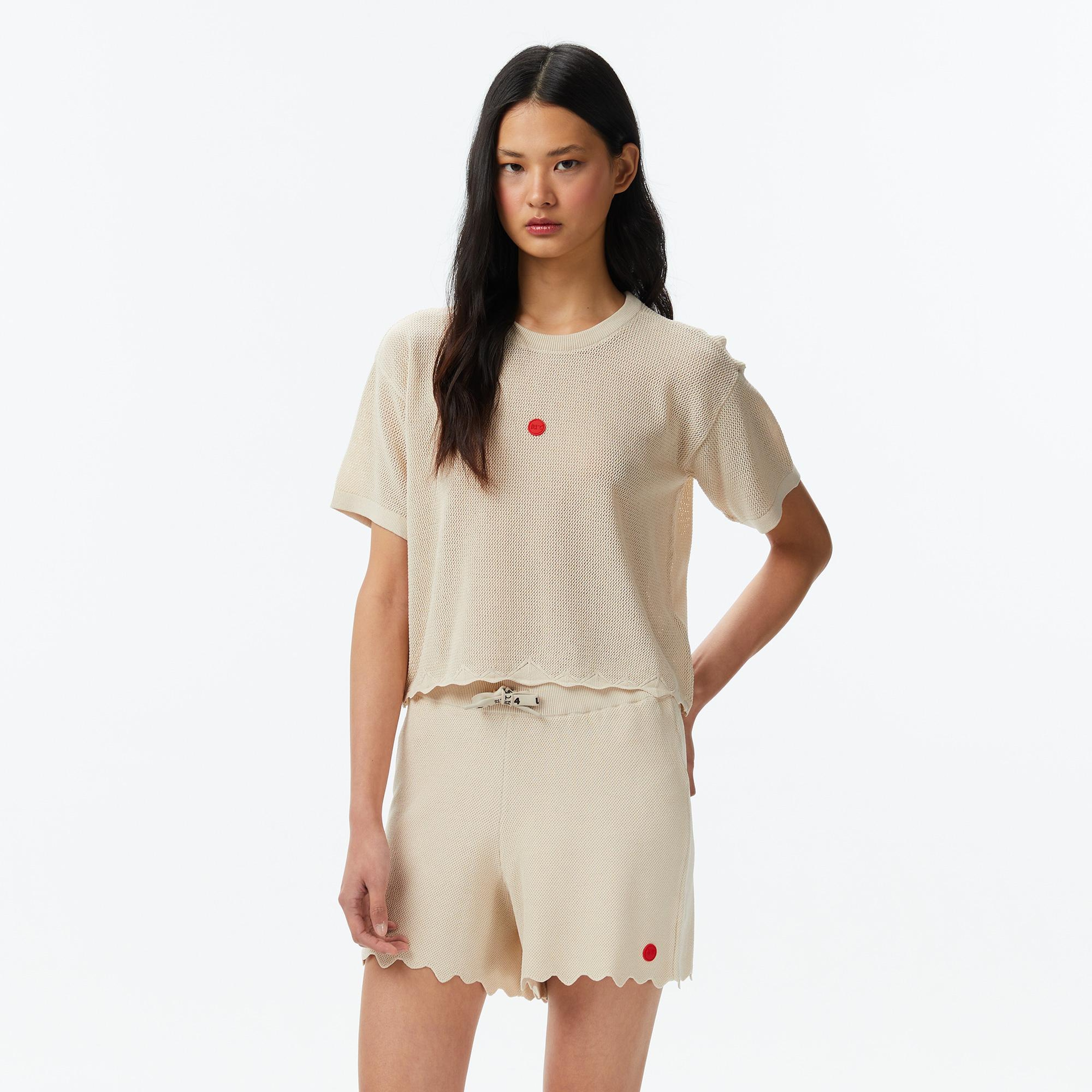 UNITED4 Crop Fit Kadın Krem Triko