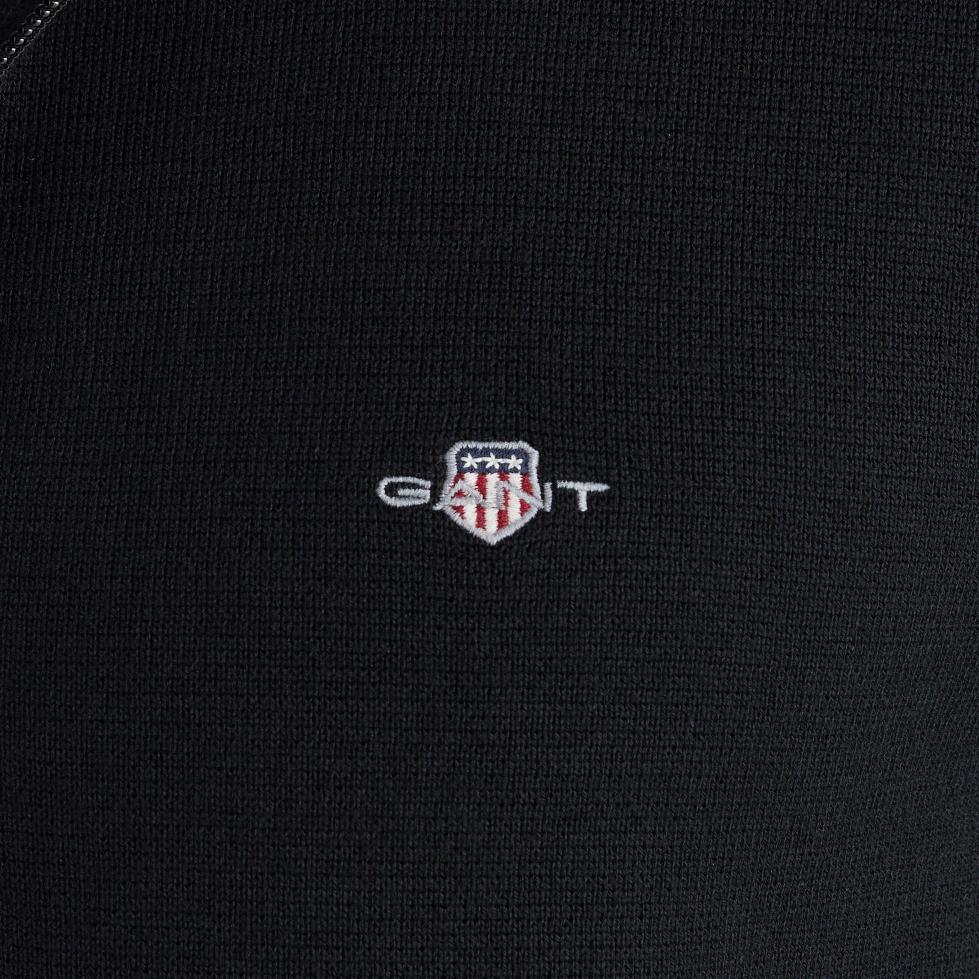 GANT Erkek Siyah Regular Fit Fermuarlı Triko