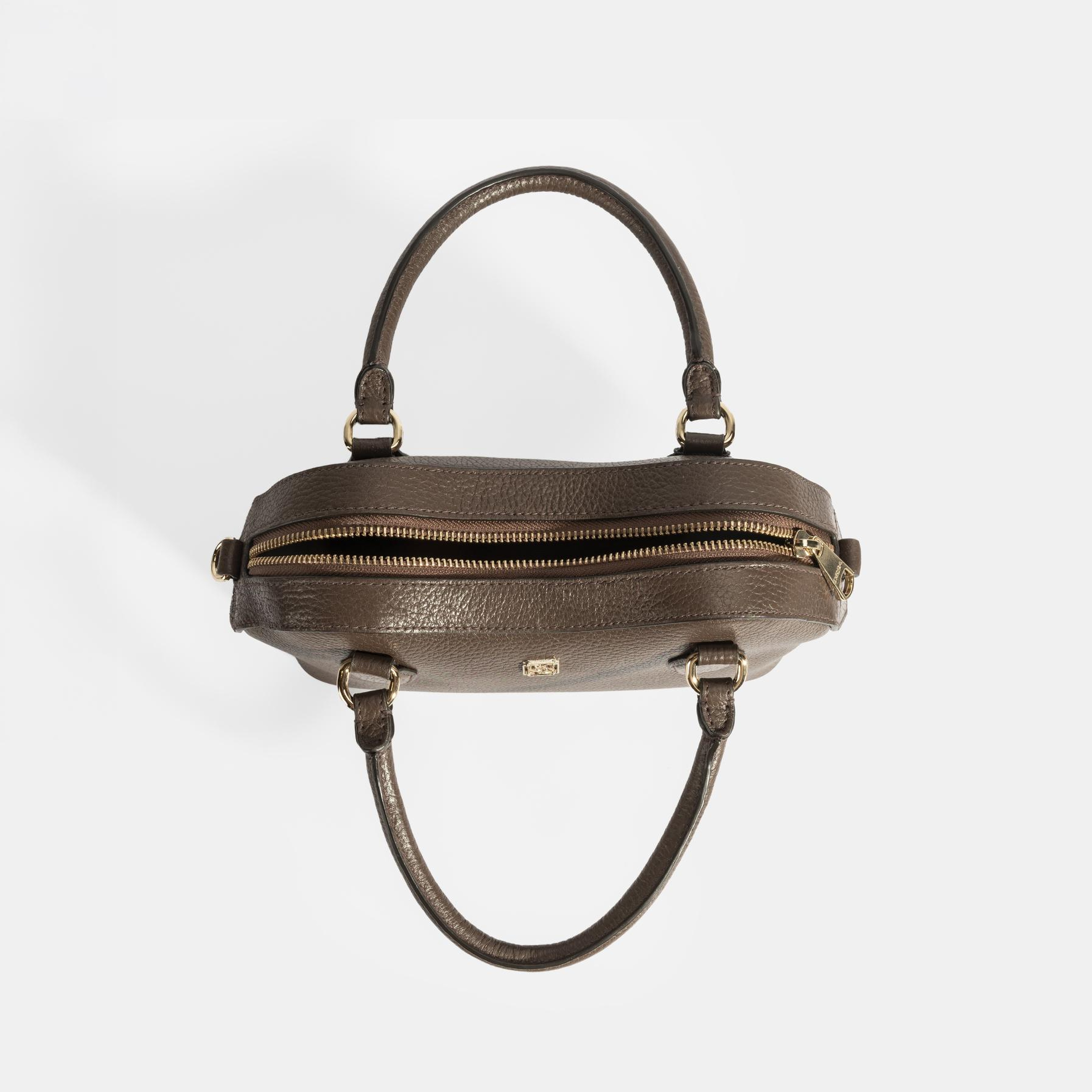 Kadın Kahve Deri Çanta Aksesuarlı Mini El Çantası