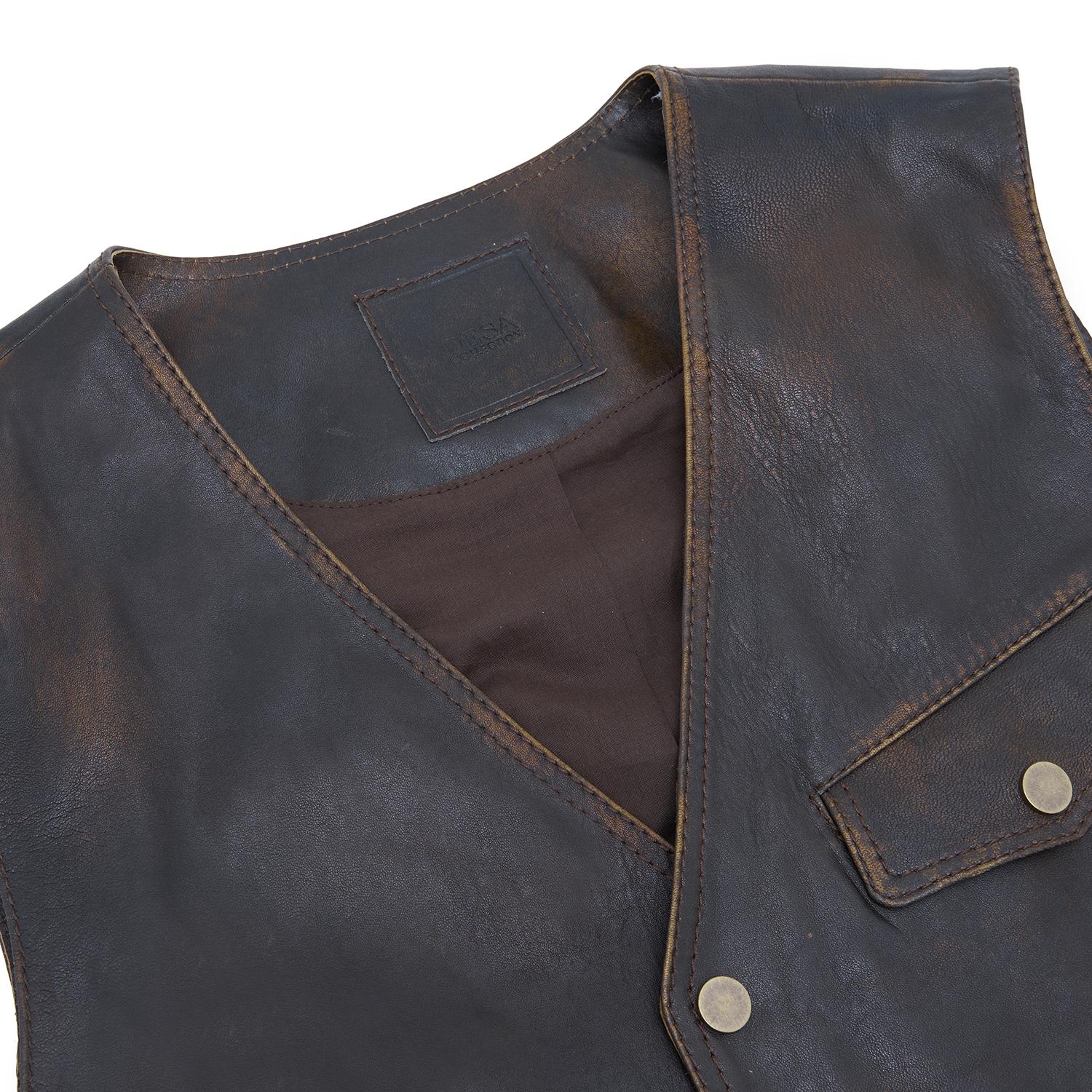 Allan Kahve Erkek Vintage Deri Yelek