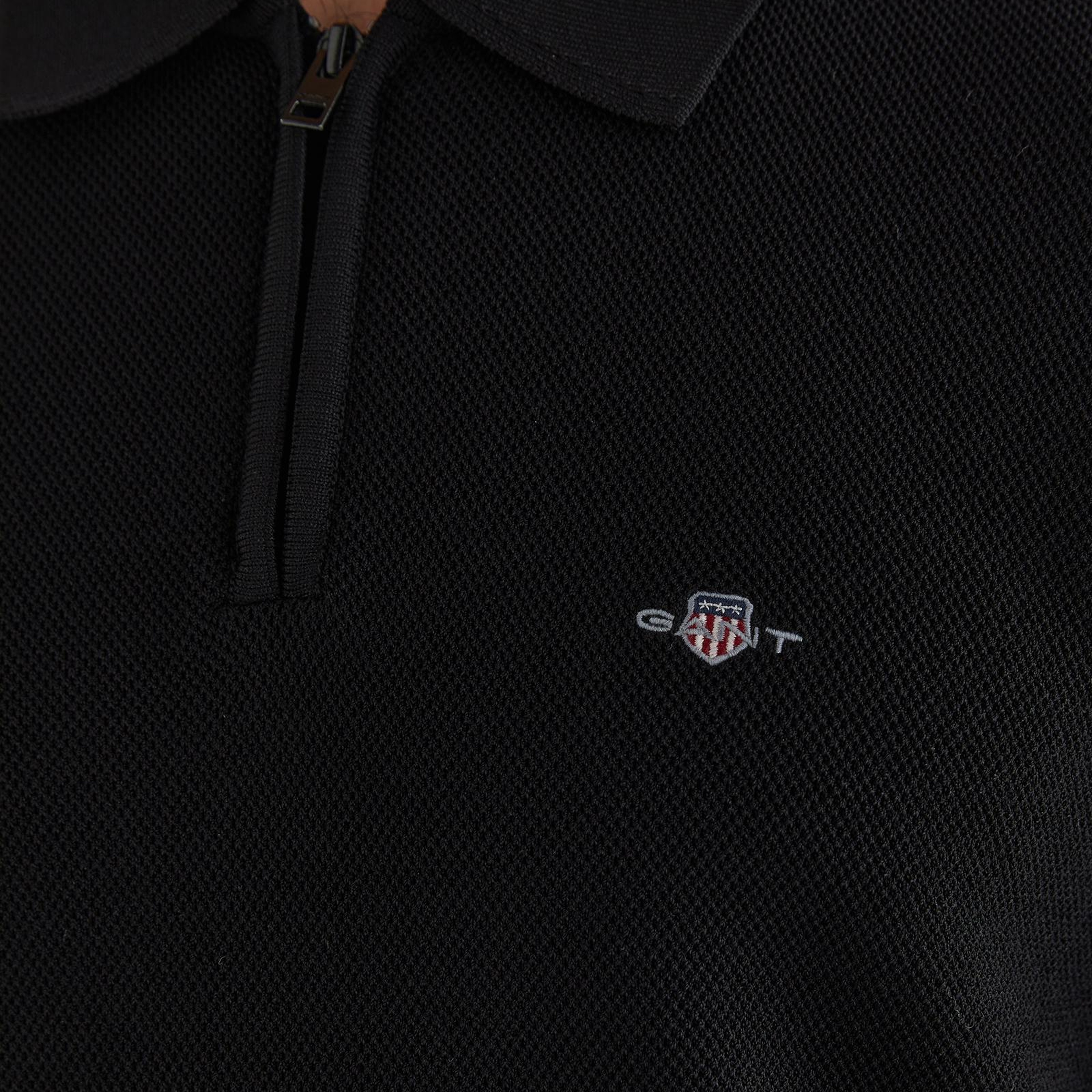 GANT Erkek Siyah Standart Fit Polo Yaka Triko