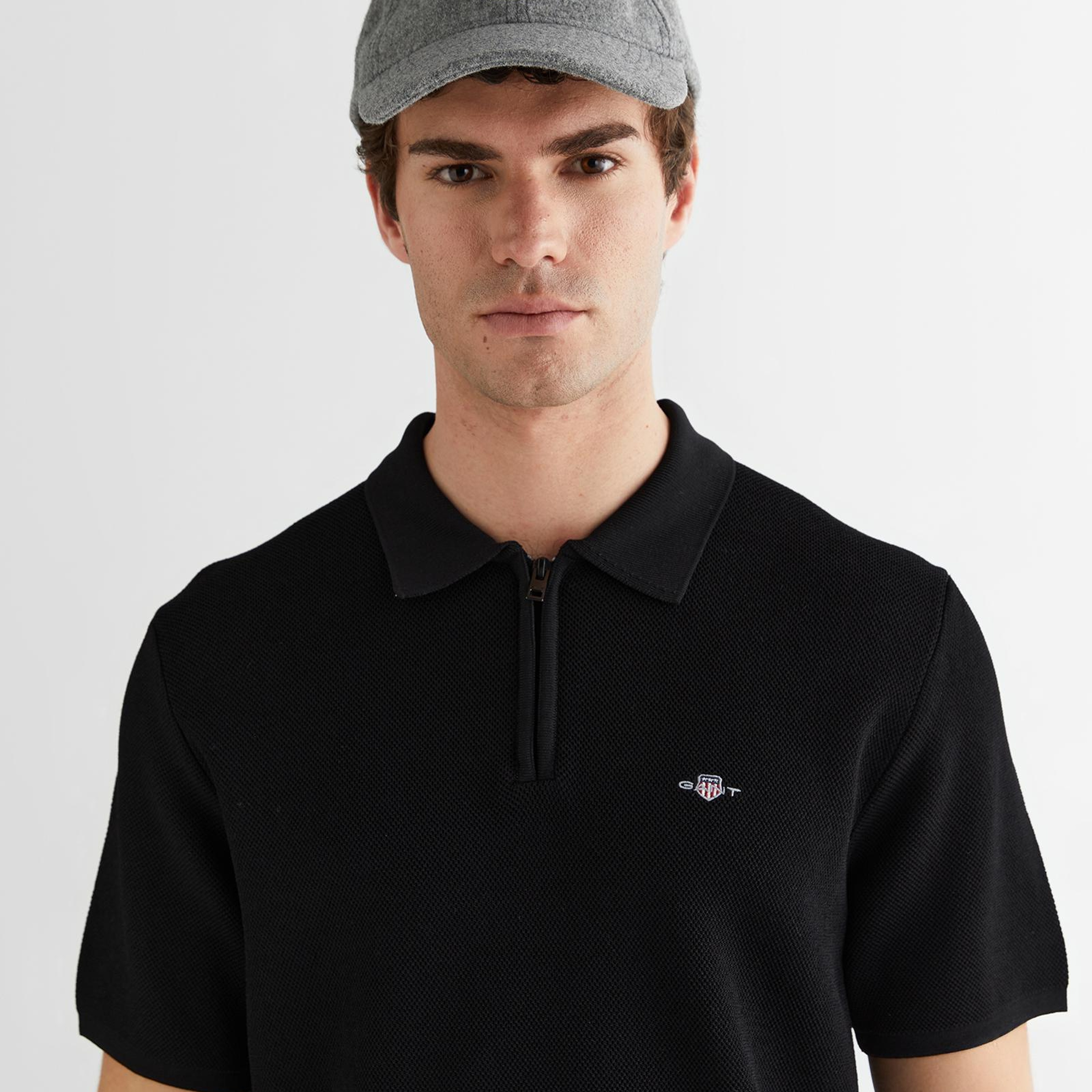 GANT Erkek Siyah Standart Fit Polo Yaka Triko