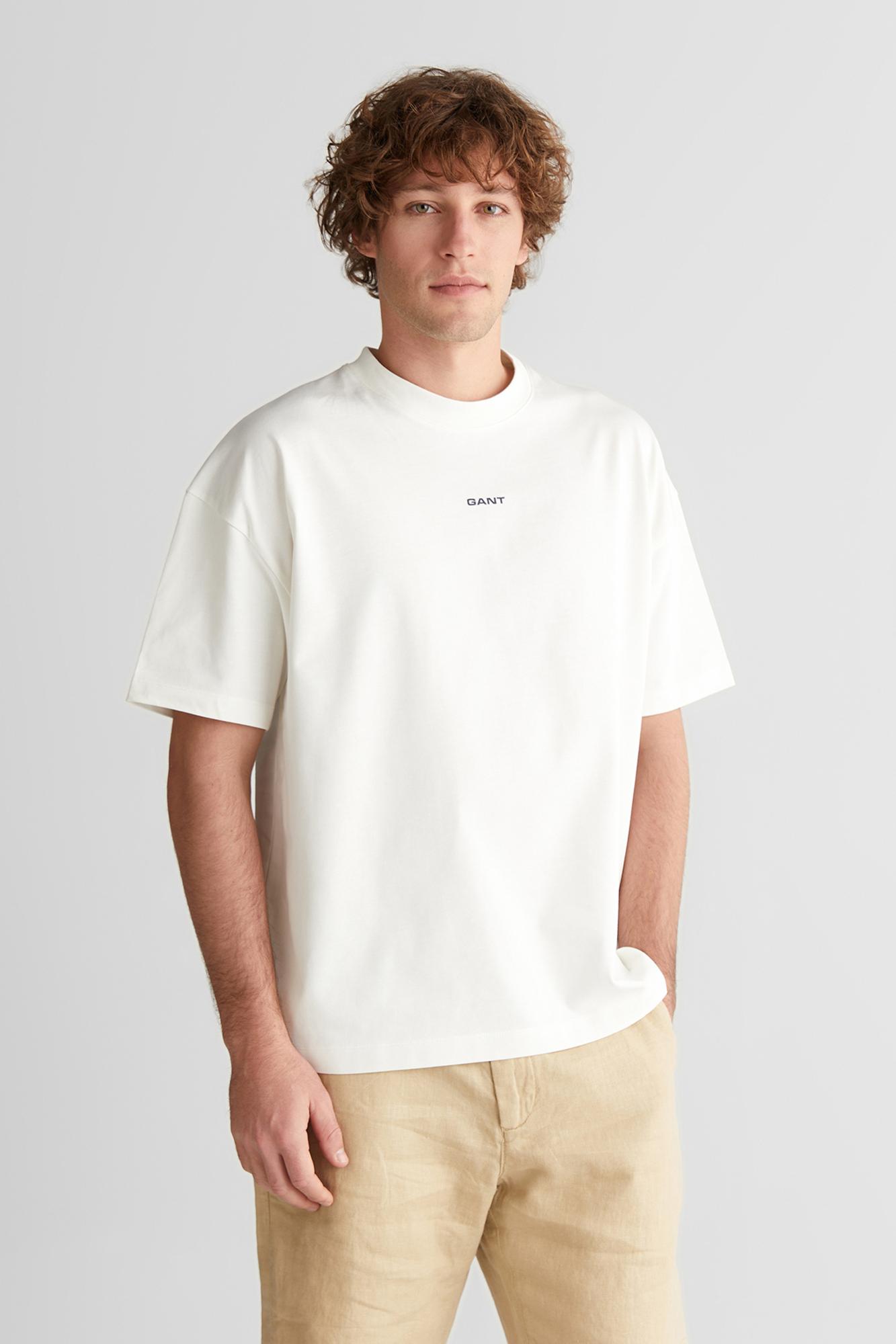 GANT Erkek Beyaz Baskılı Kısa Kollu T-Shirt