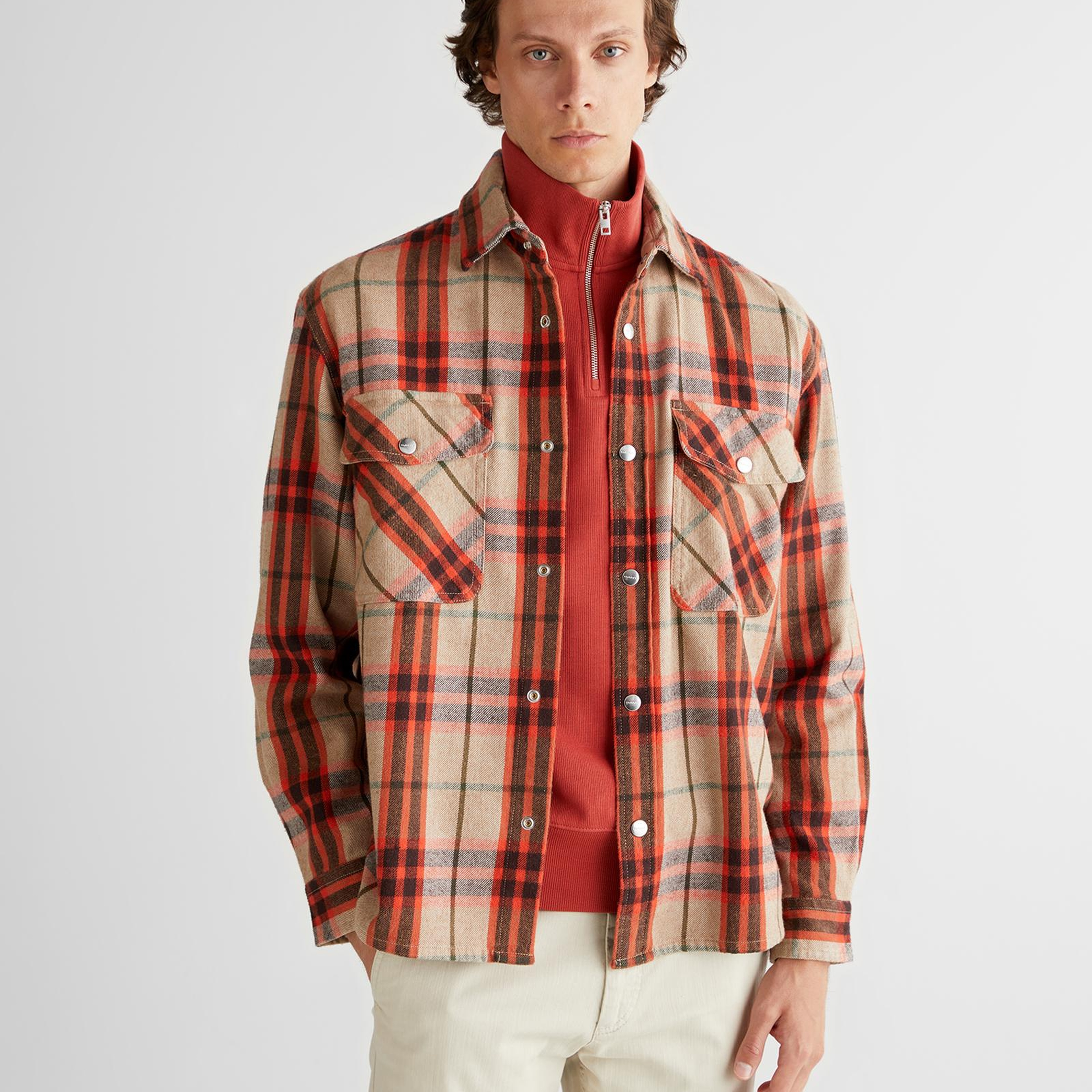 GANT Erkek Turuncu Relaxed Fit Bisiklet Yaka Gömlek