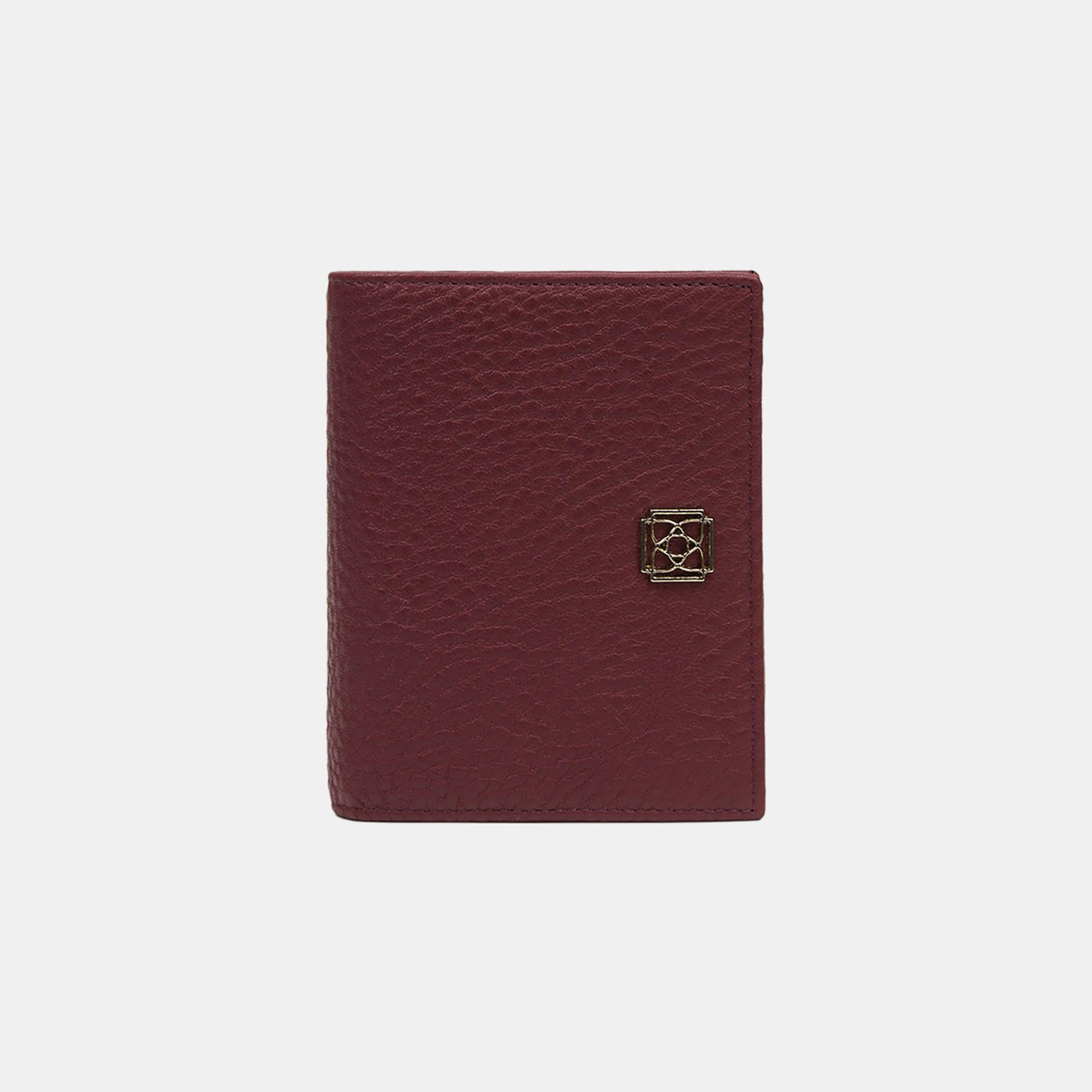 Kadın Bordo Logolu Deri Dokulu Cüzdan