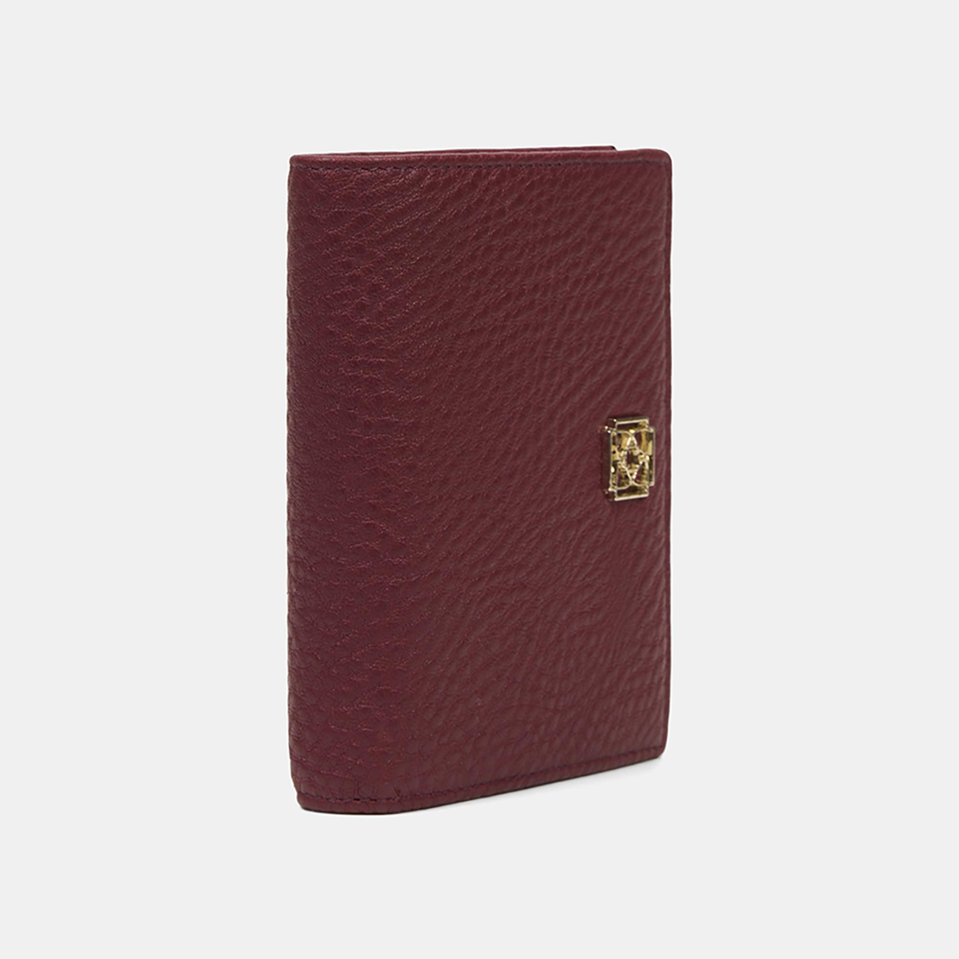 Kadın Bordo Logolu Deri Dokulu Cüzdan