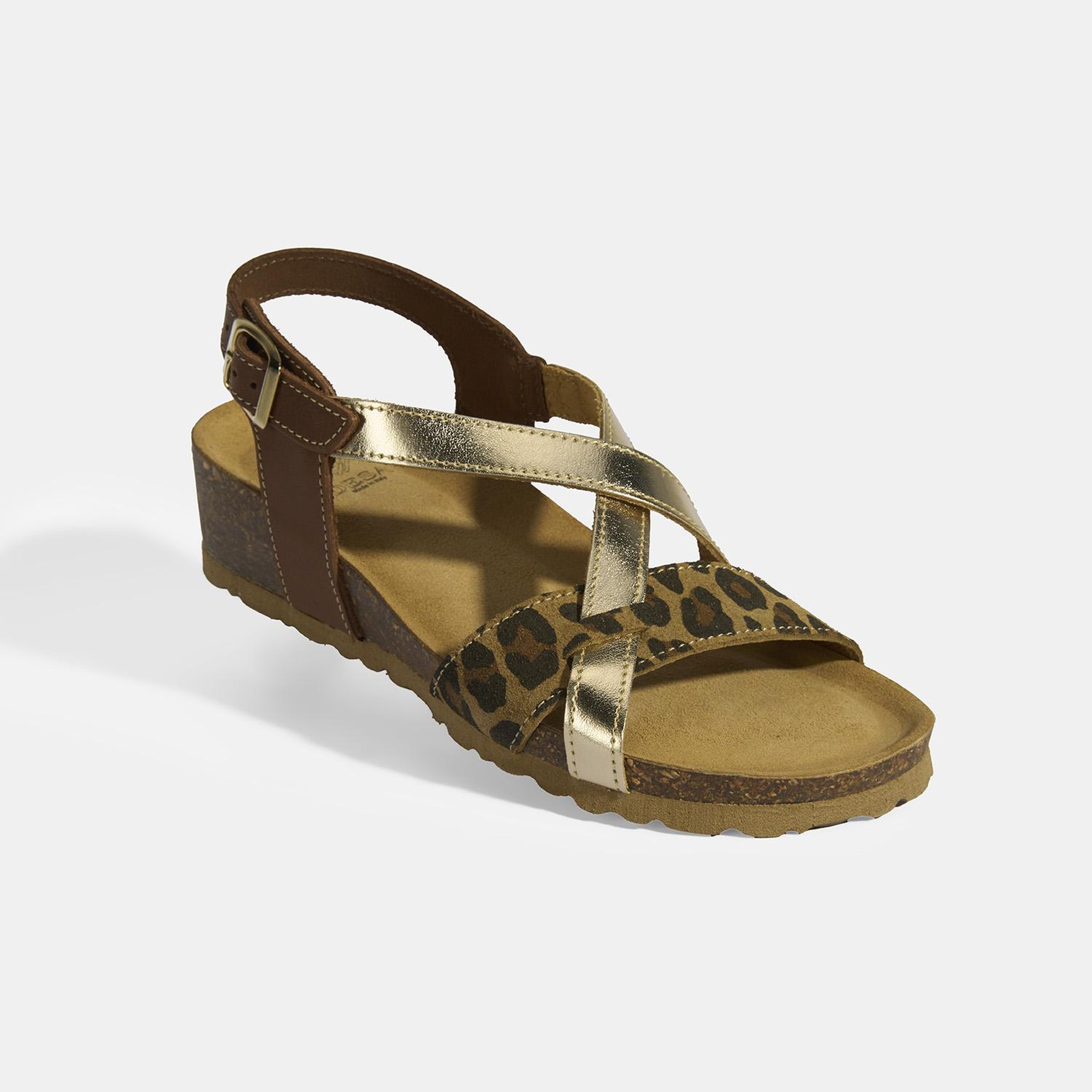 Leopar Kadın Toka Detaylı Nubuk Sandalet