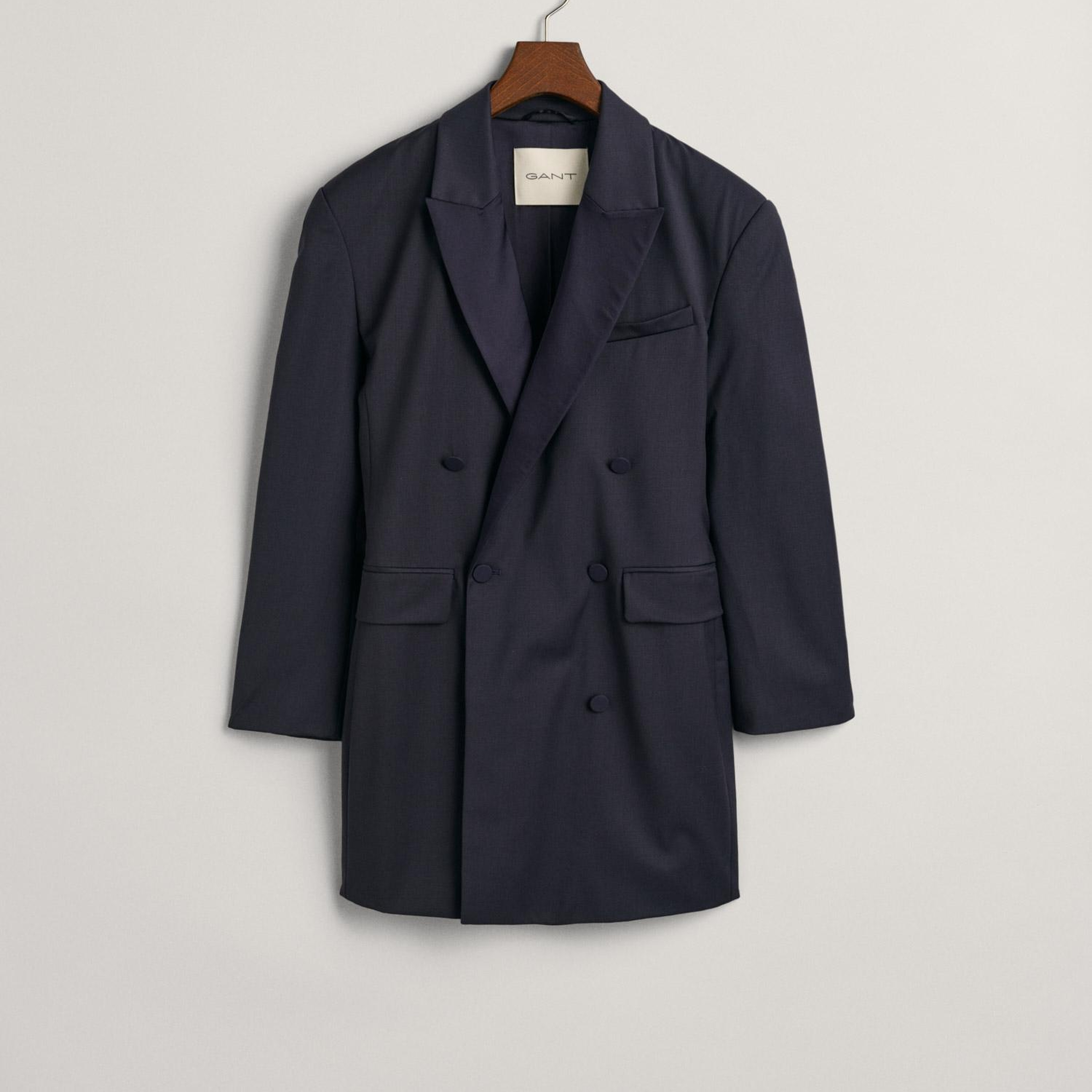 GANT Kadın Lacivert Relaxed Fit Klasik Yaka Elbise