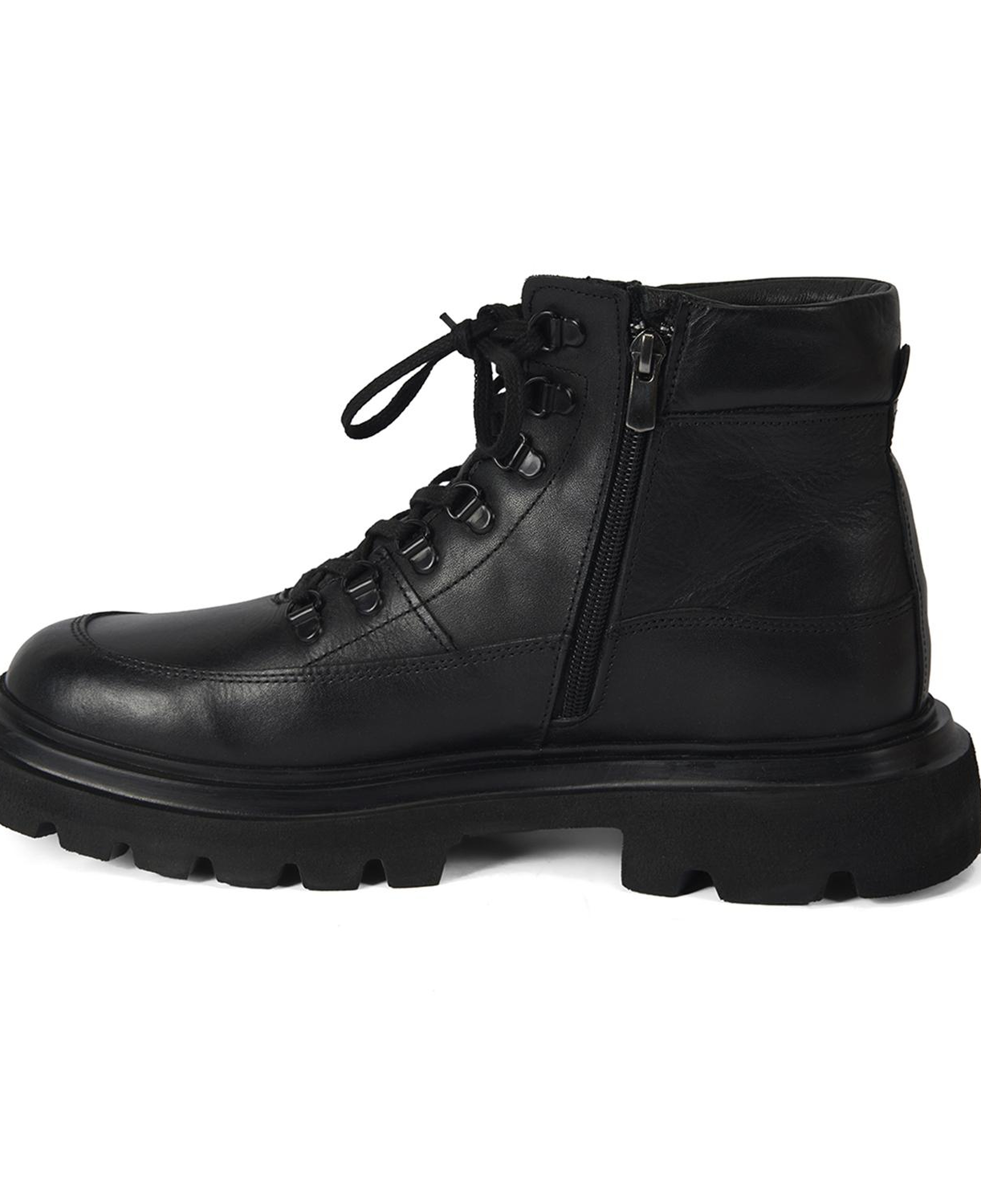 Teora Siyah Erkek Deri Fermuarlı Bot