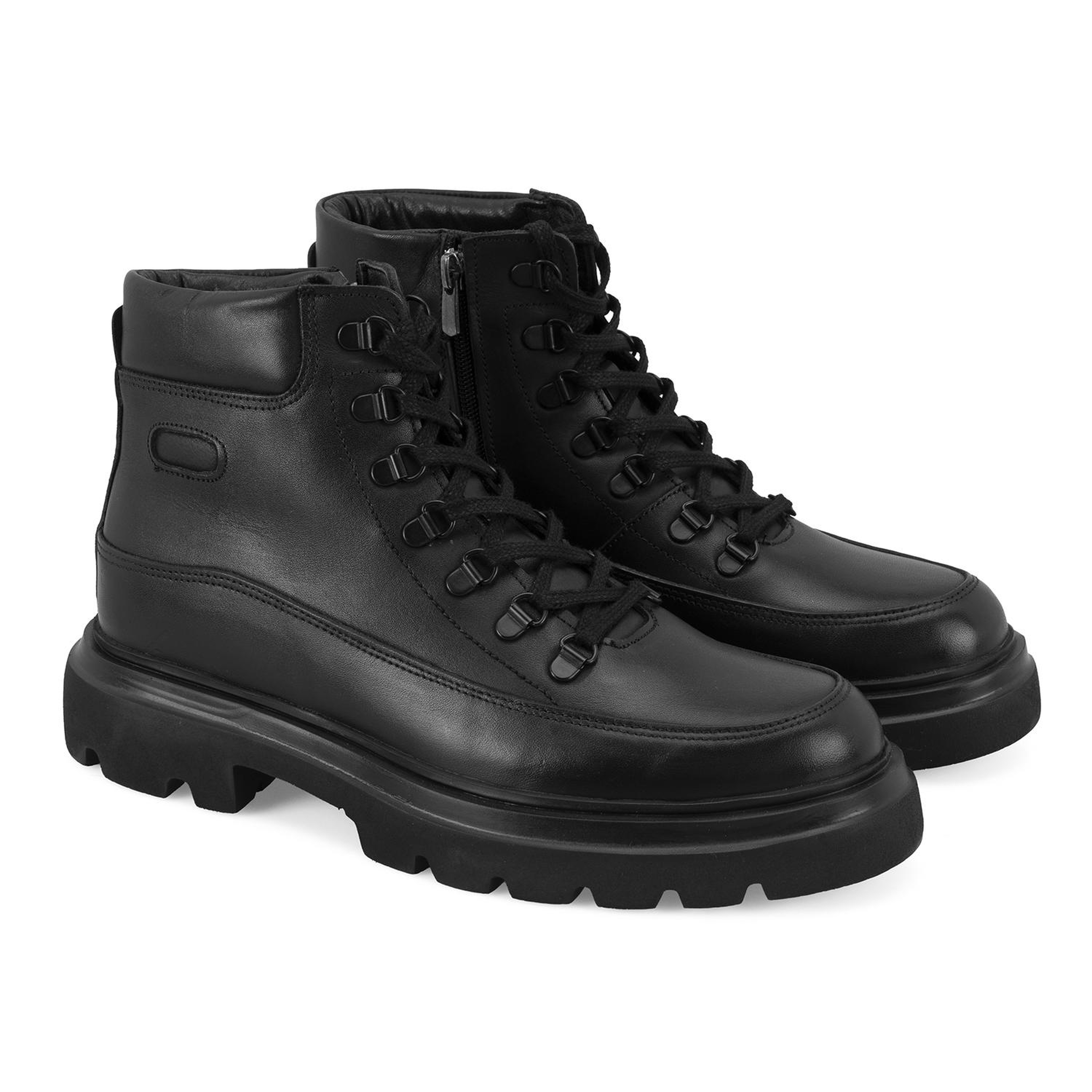 Teora Siyah Erkek Deri Fermuarlı Bot