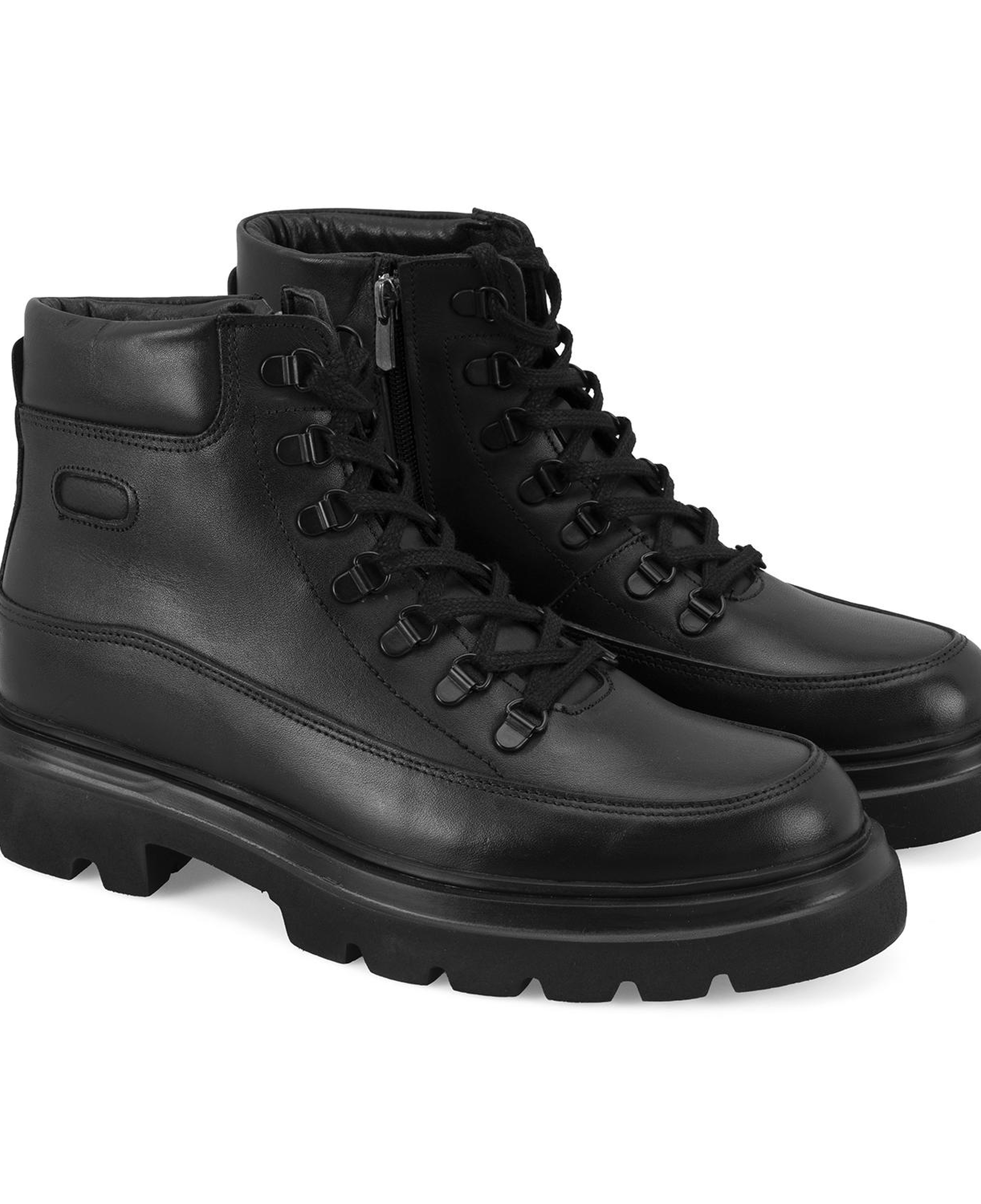 Teora Siyah Erkek Deri Fermuarlı Bot