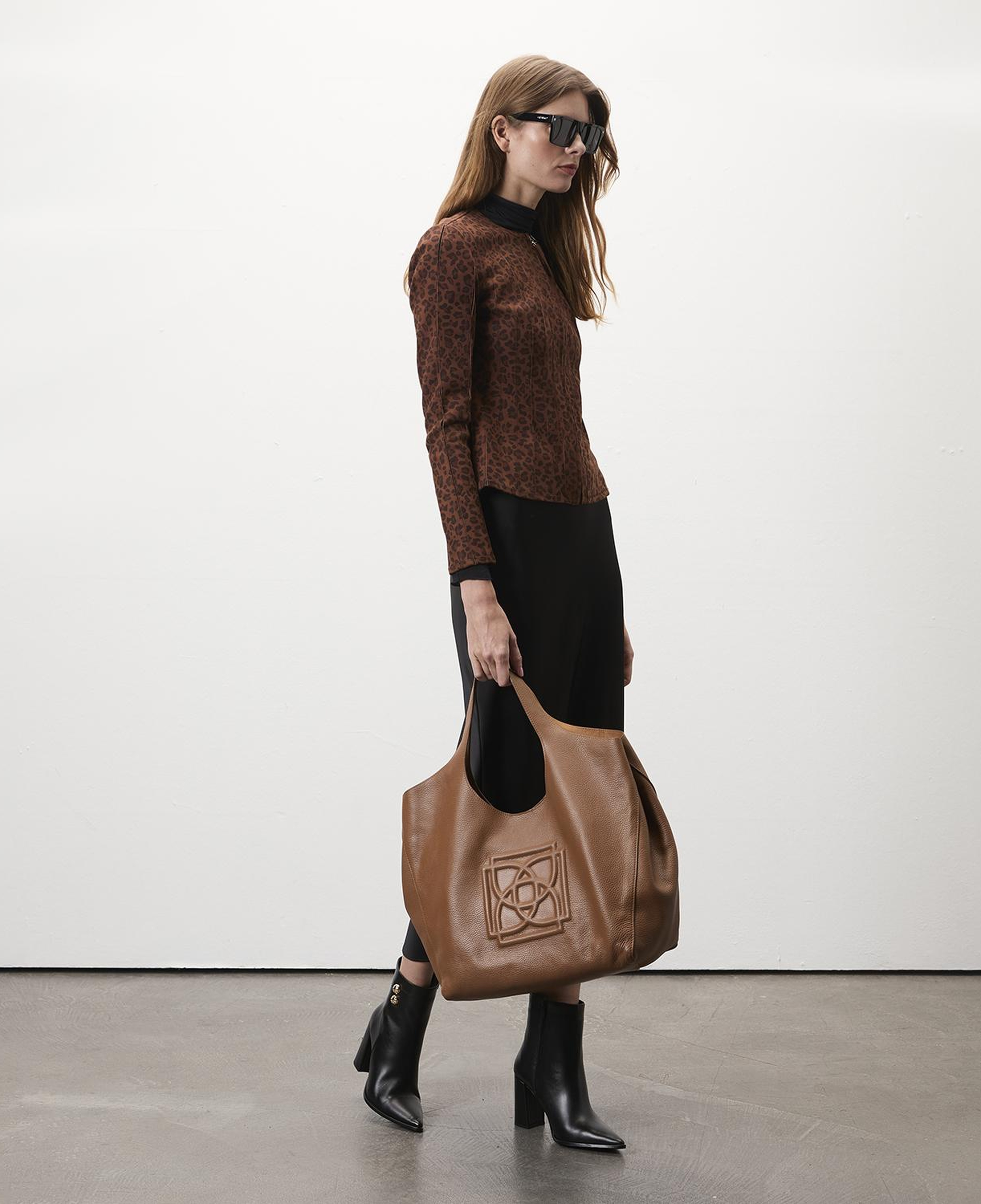 Deundria Leopar Kadın Panelli Fit Süet Ceket