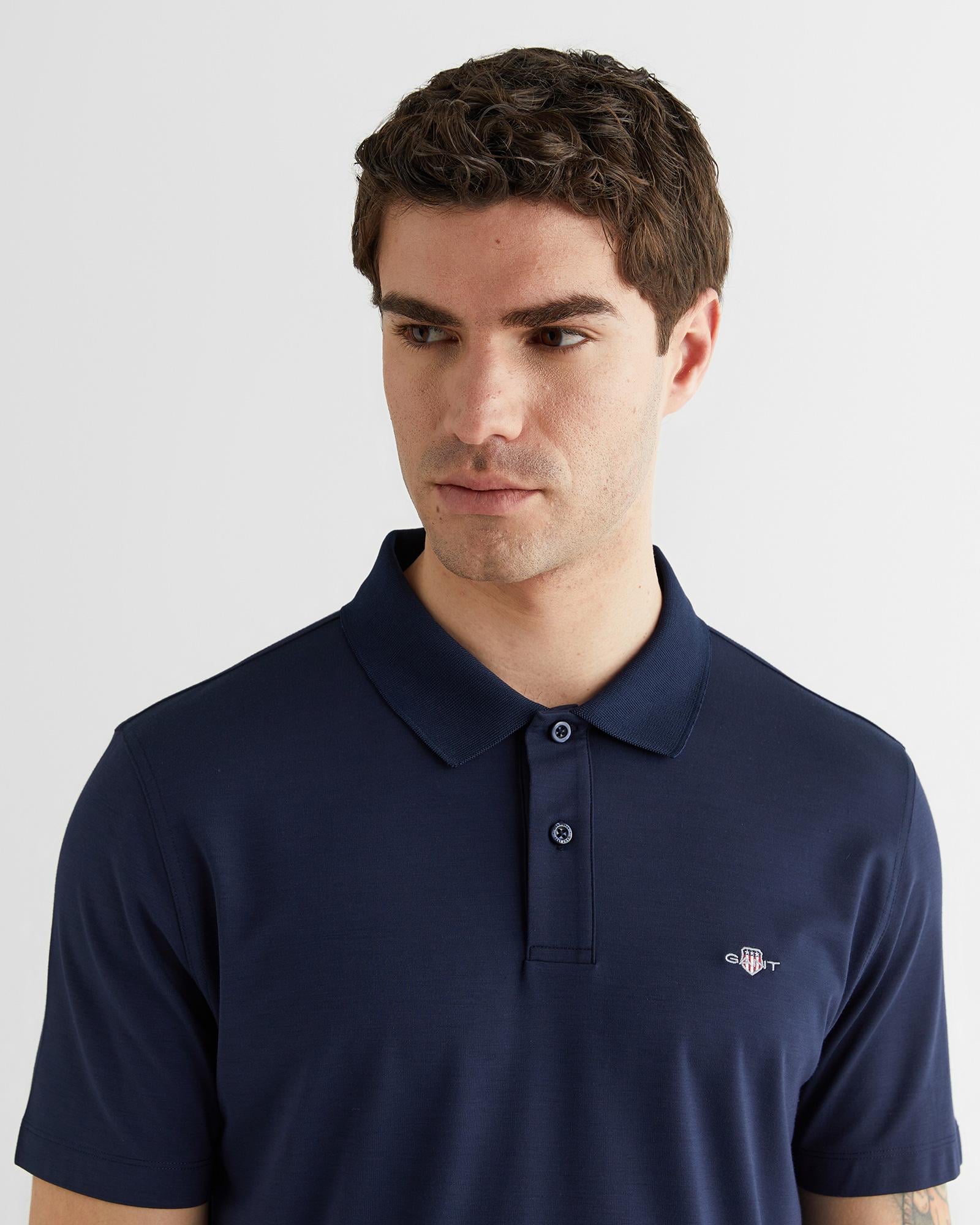 GANT Erkek Lacivert Regular Fit Logolu Polo Yaka T-Shirt