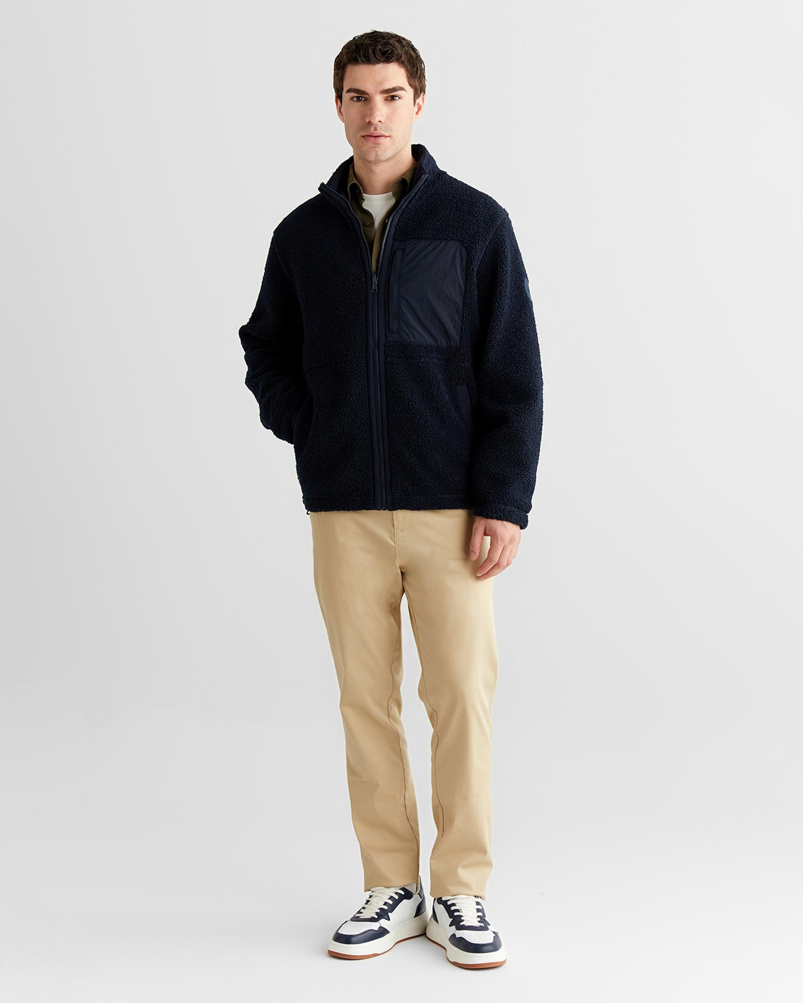 GANT Erkek Lacivert Fermuarlı Çift Taraflı Polar Sweatshirt