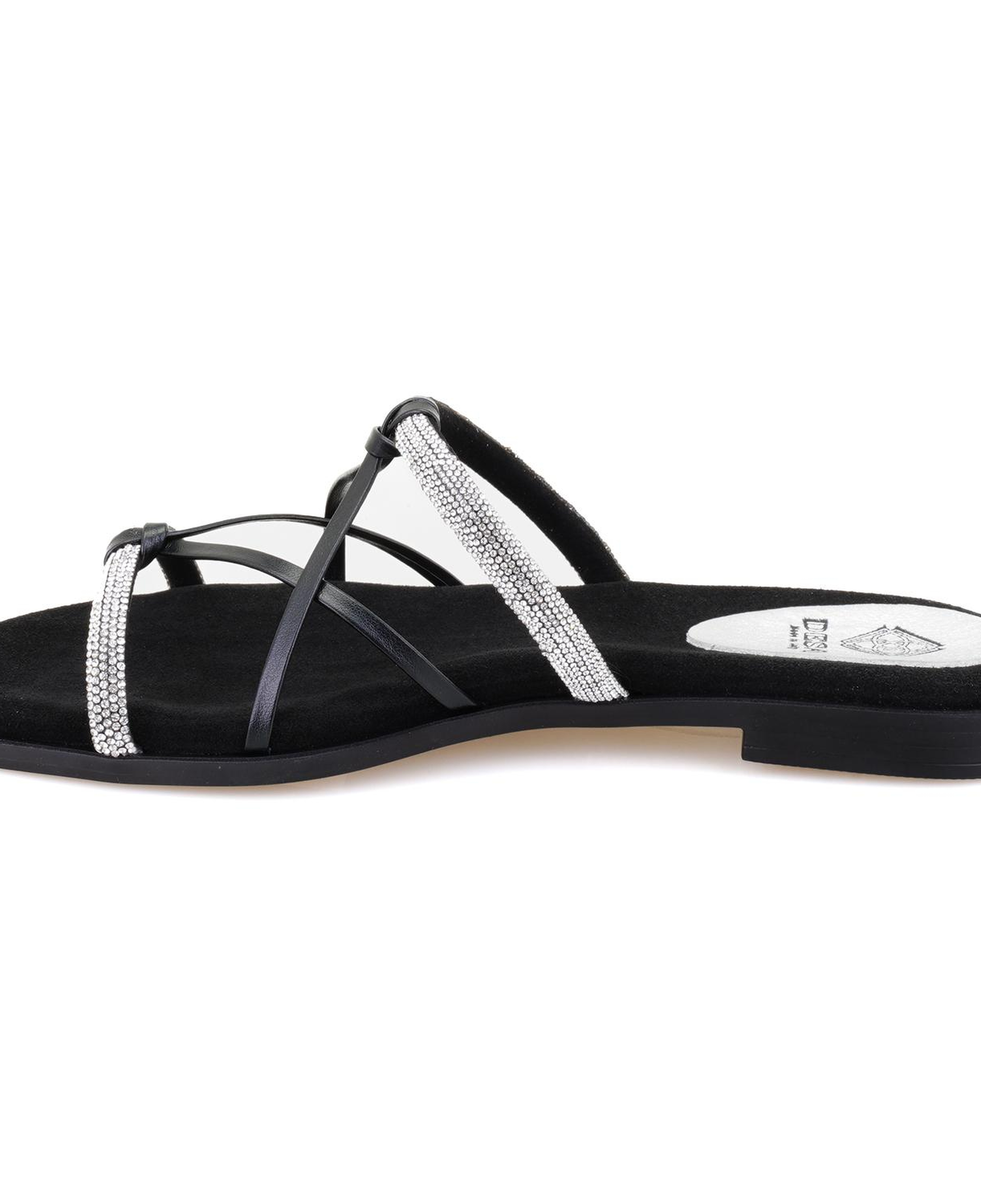 Kadın Siyah Parlak Taşlı Terlik