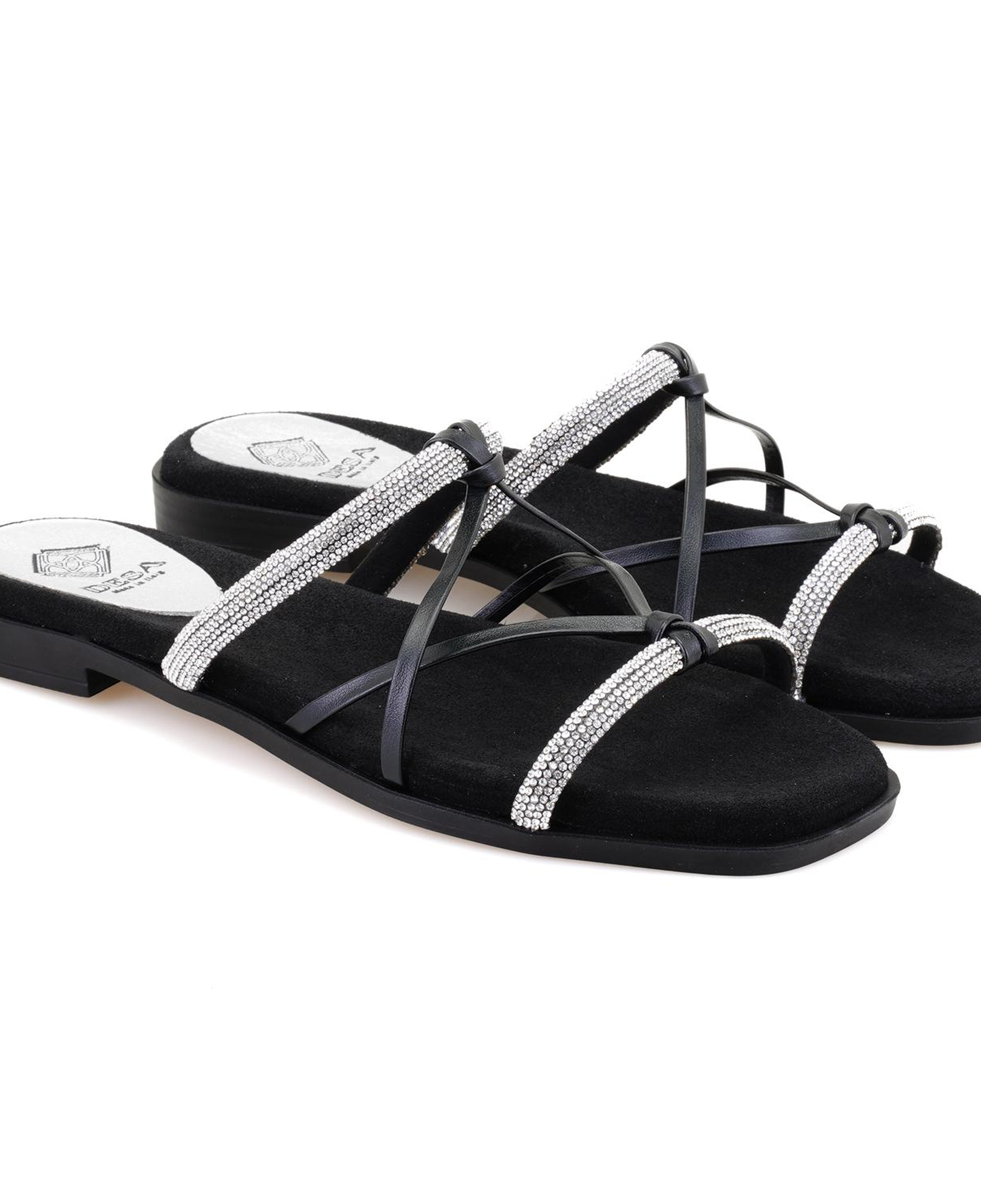 Kadın Siyah Parlak Taşlı Terlik