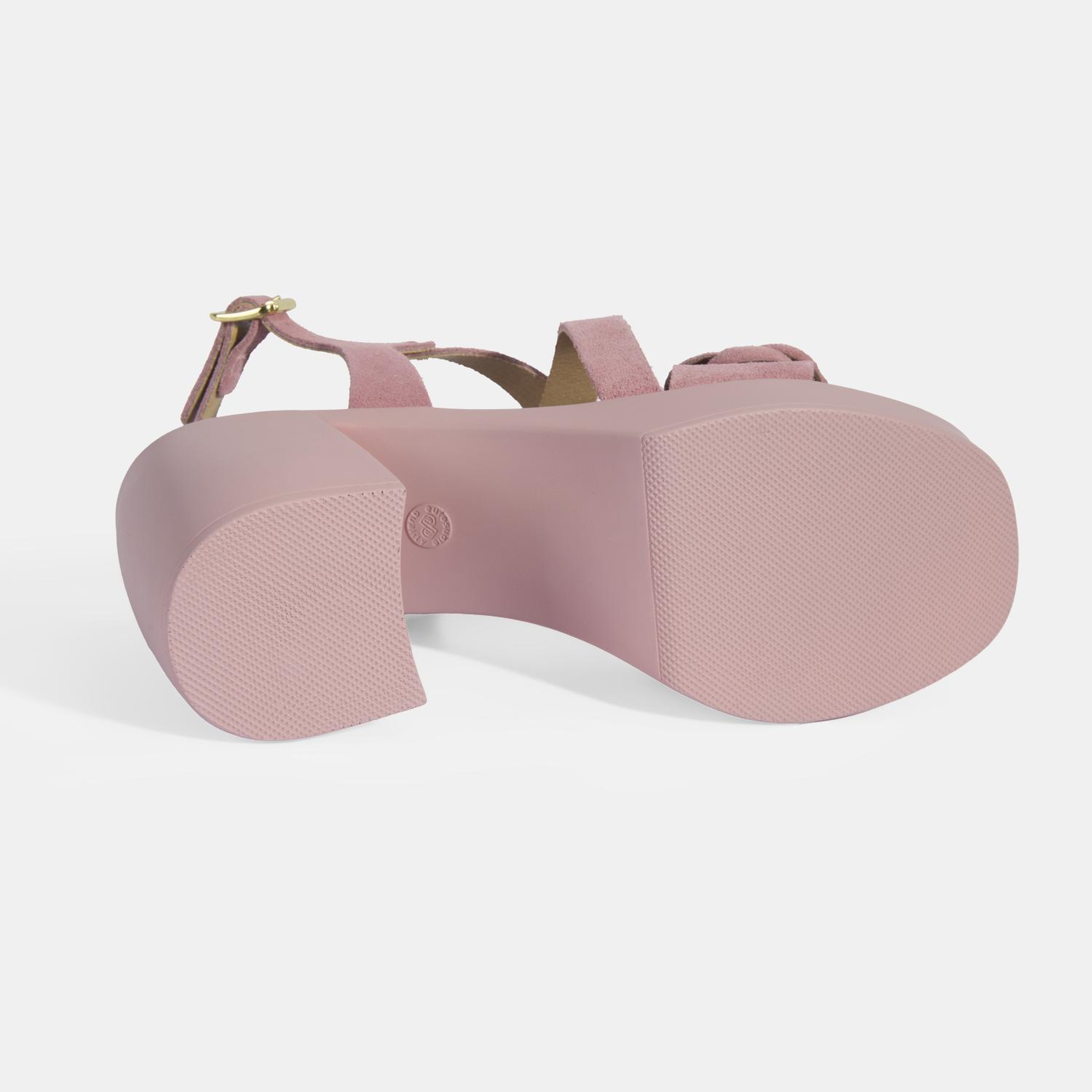 Kadın Pembe Ayarlanabilir Tokalı Süet Topuklu Sandalet