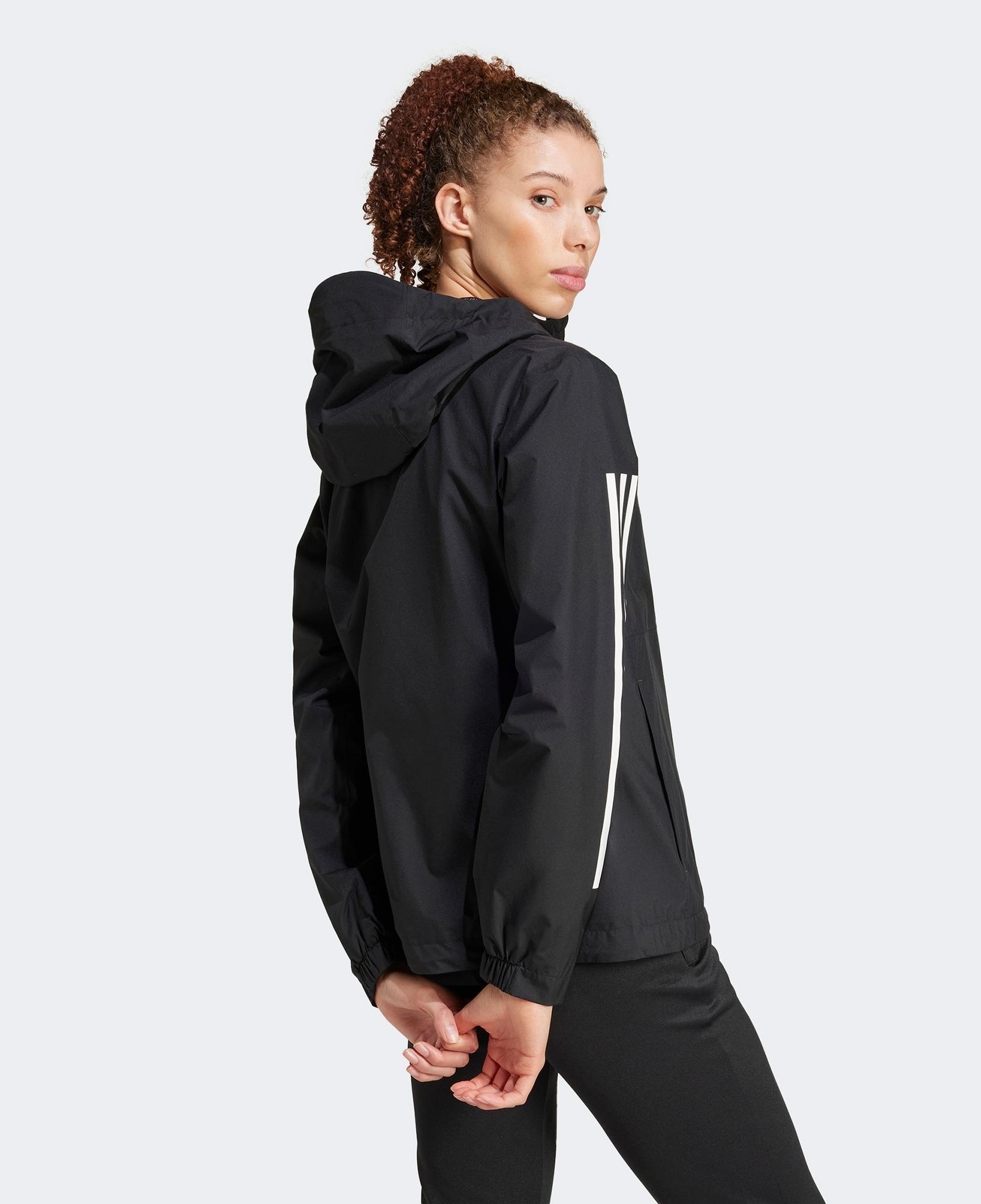 adidas Essentials 3 Striped Rain.RDY Kadın Siyah Günlük Mont
