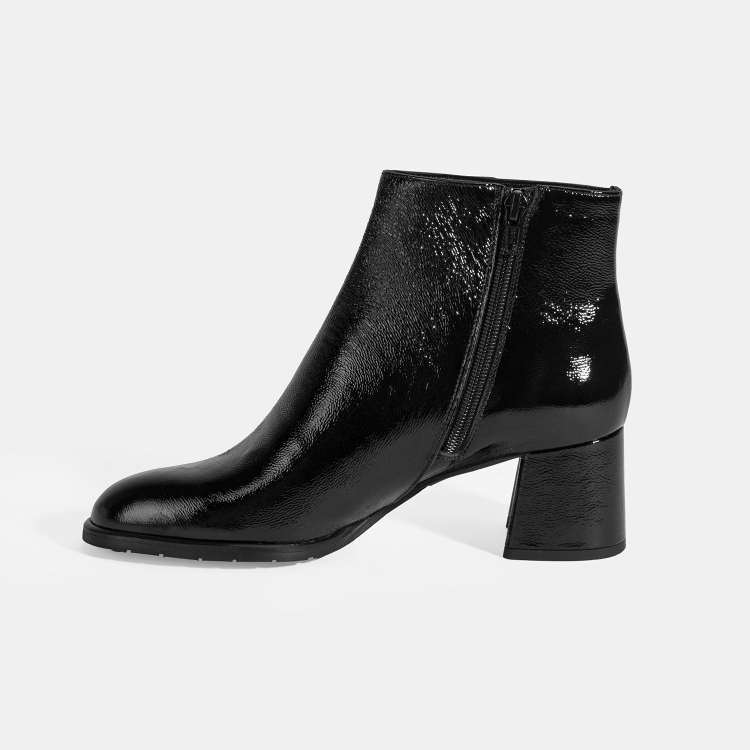 Luca Grossi Kadın Siyah Fermuarlı Topuklu Rugan Bot