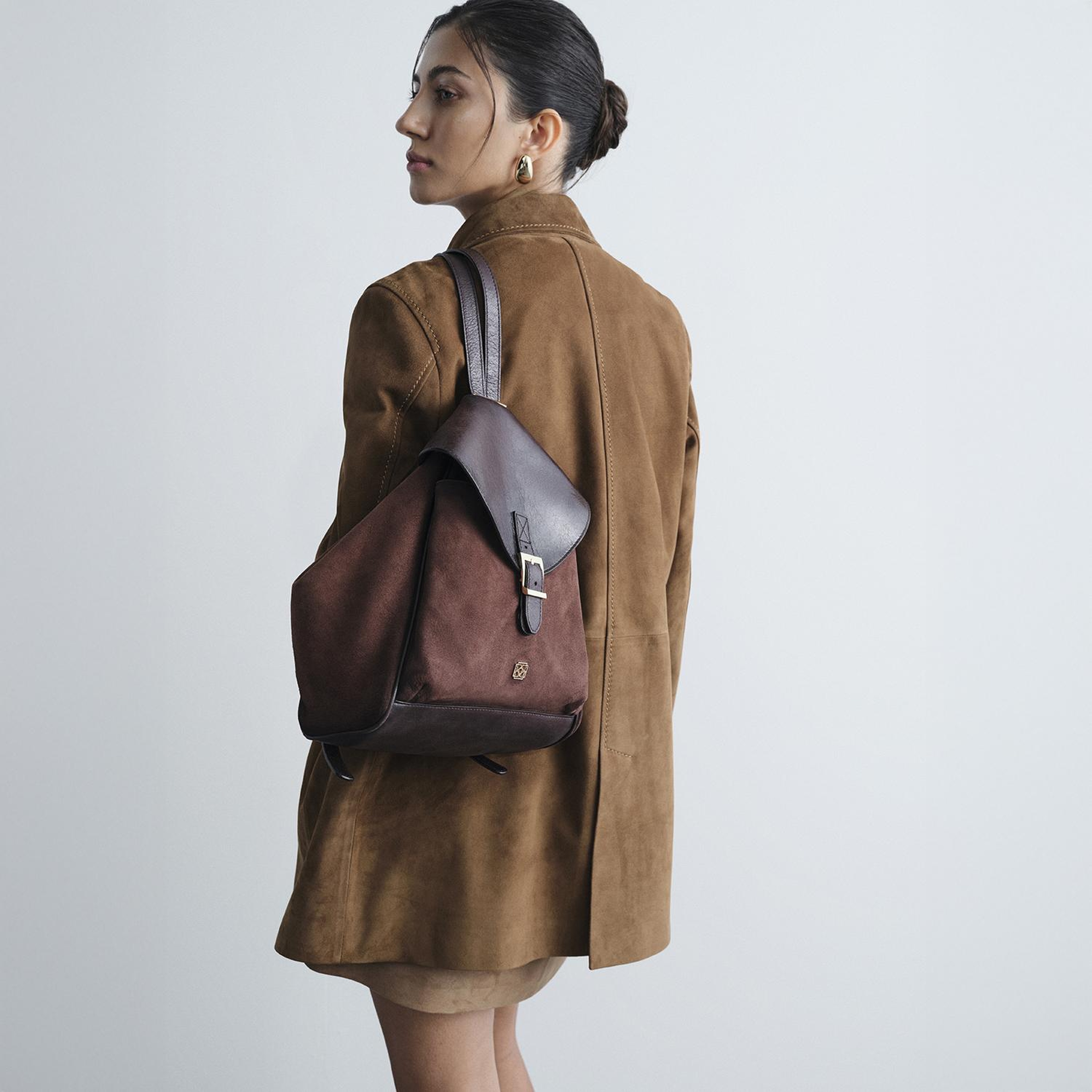 Kadın Kahve Süet Deri Sırt Çantası
