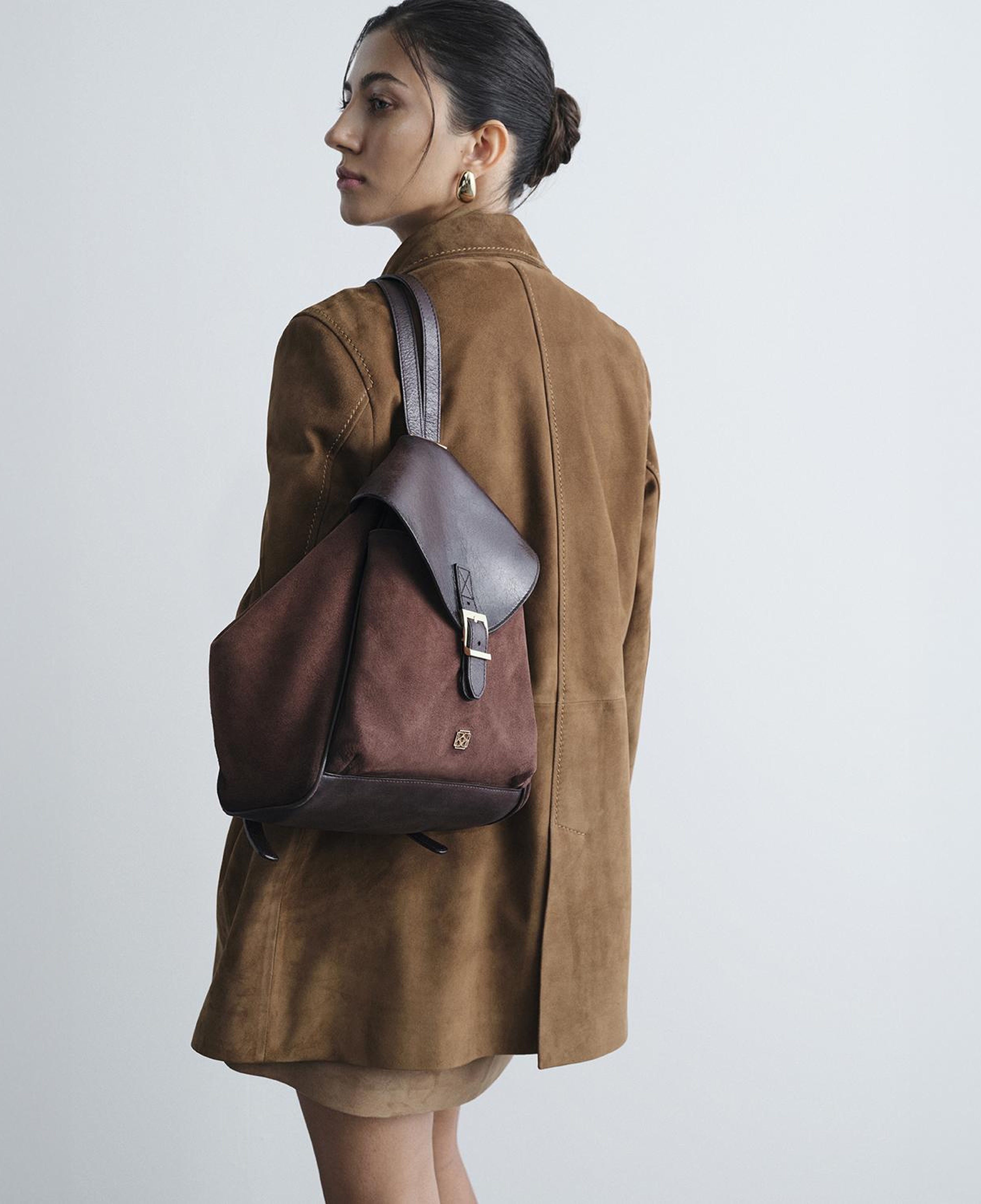 Kadın Kahve Süet Deri Sırt Çantası